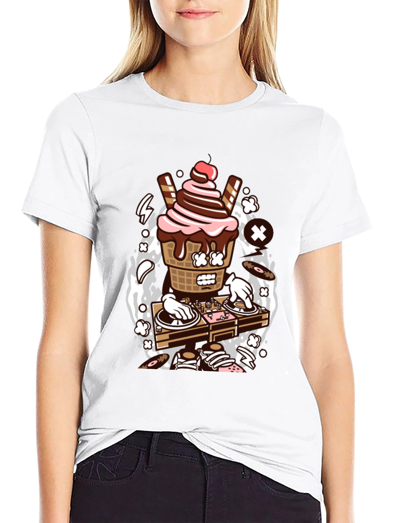 DJ Ice Cream Graphic Tee - Cool Music Lover Shirt