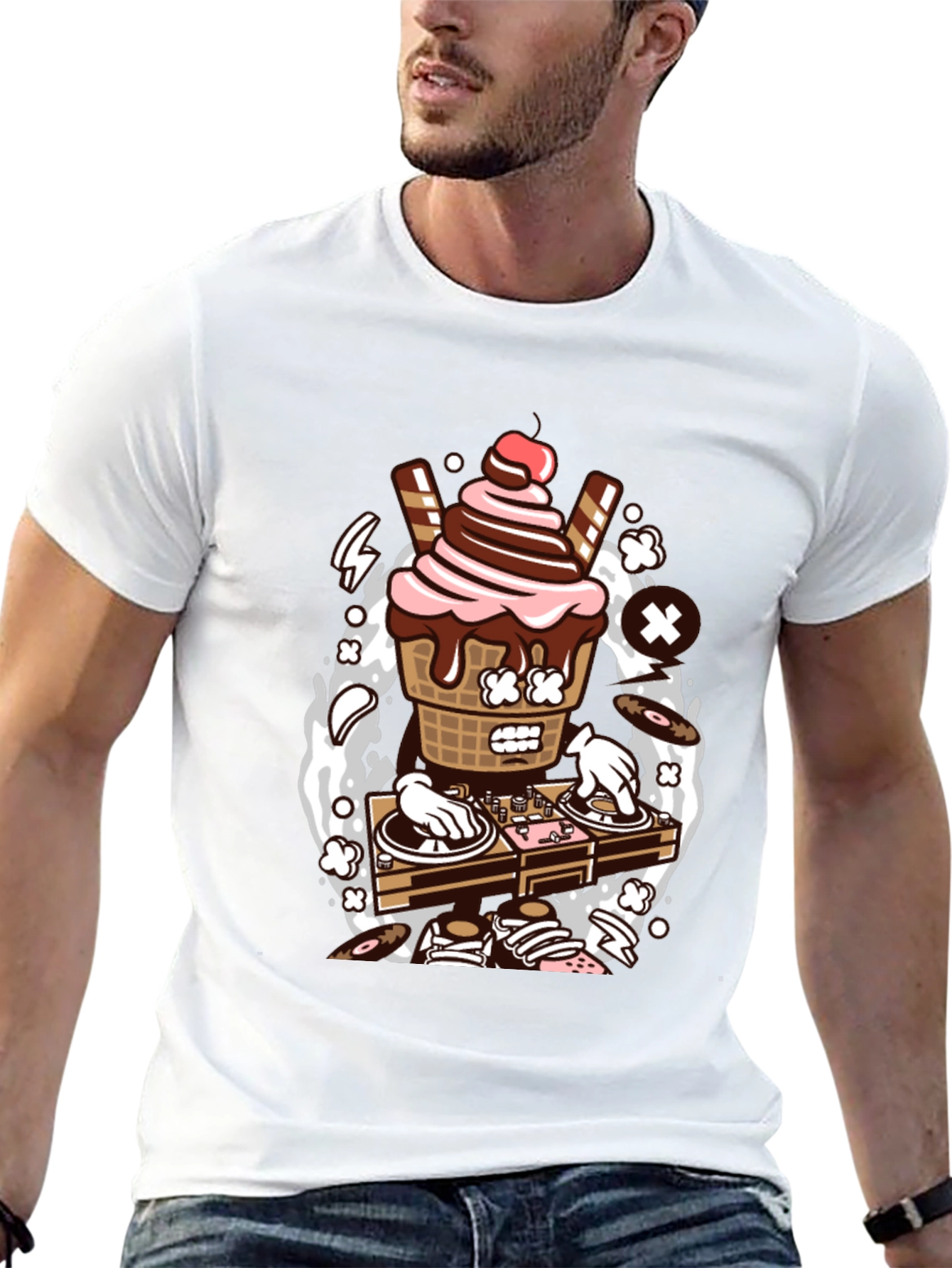 DJ Ice Cream Graphic Tee - Cool Music Lover Shirt