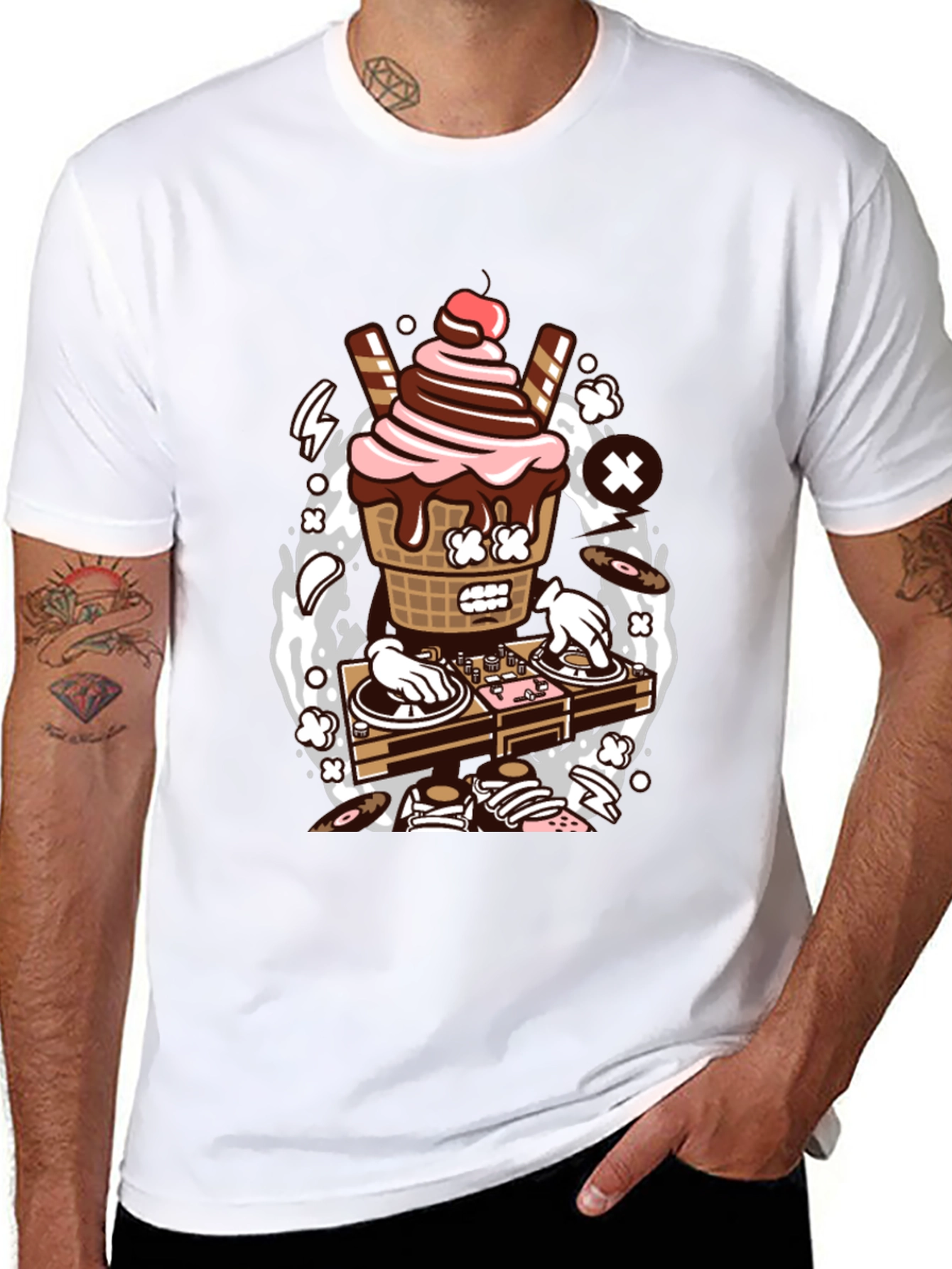 DJ Ice Cream Graphic Tee - Cool Music Lover Shirt