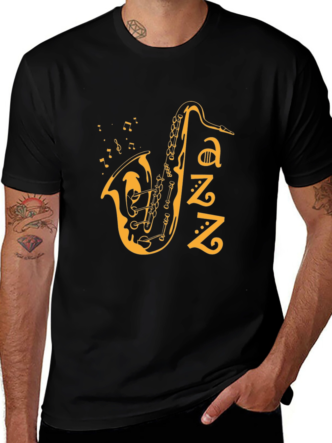 Jazz Saxophone Graphic T-Shirt - Black