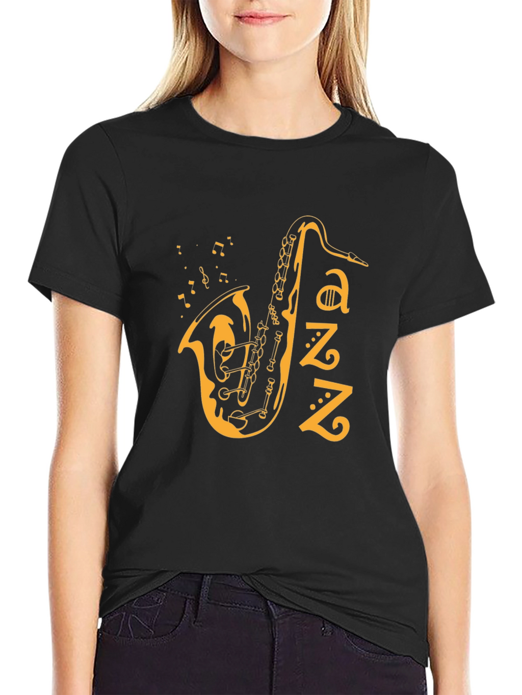 Jazz Saxophone Graphic T-Shirt - Black