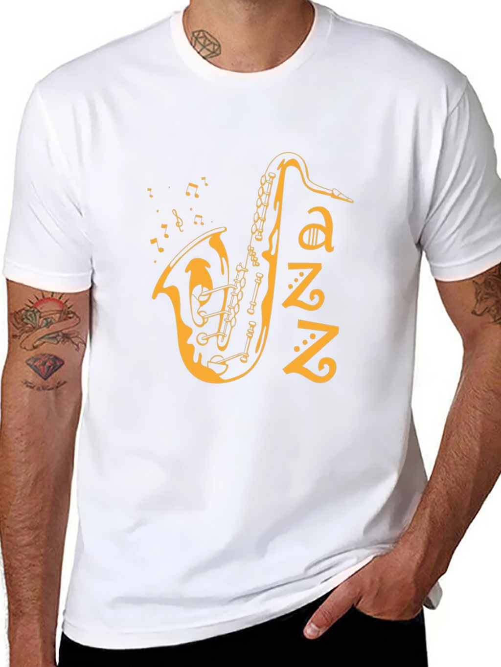 Jazz Saxophone Graphic T-Shirt - Black