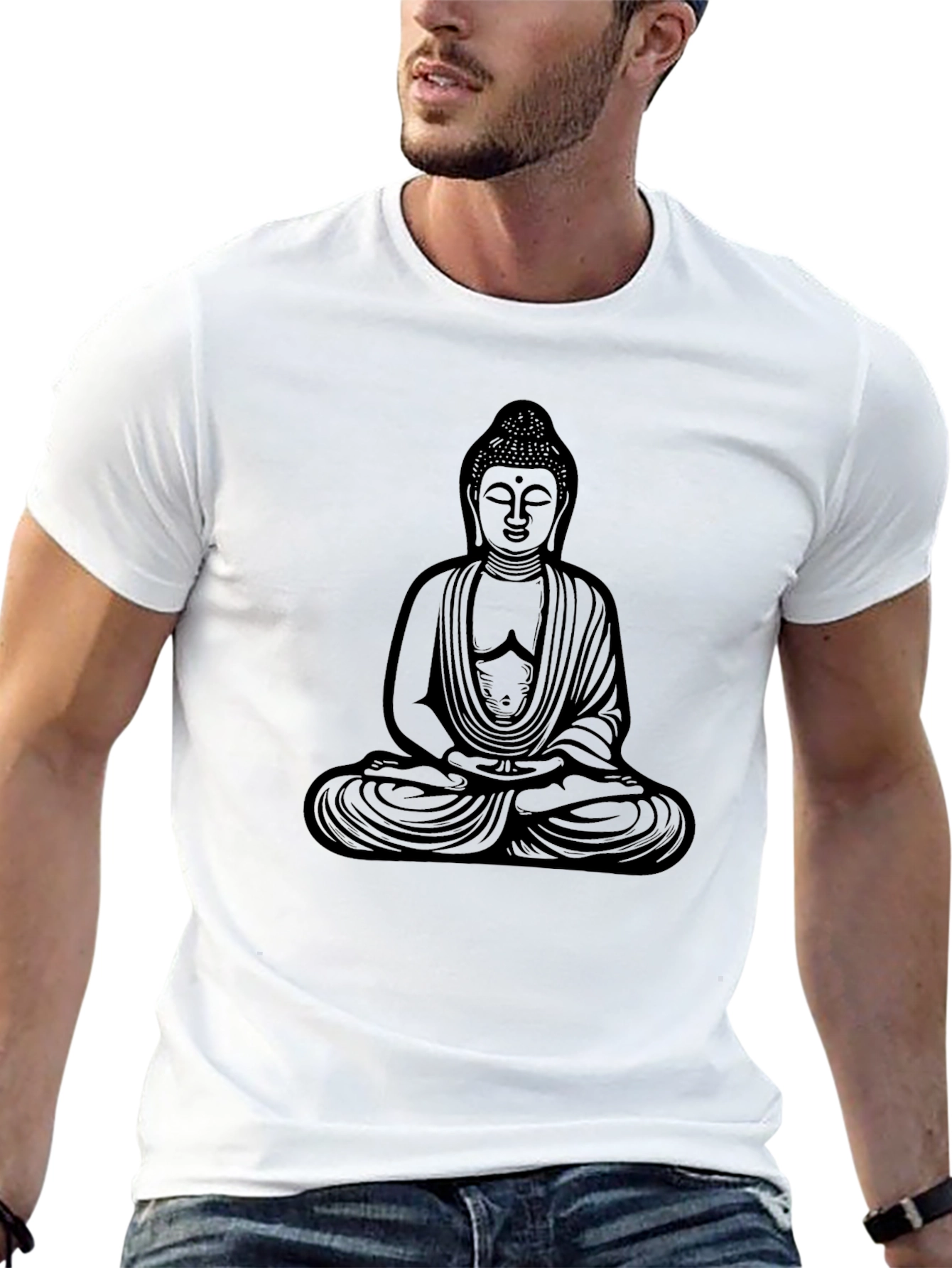 Buddha Graphic Tee - Black Casual Style