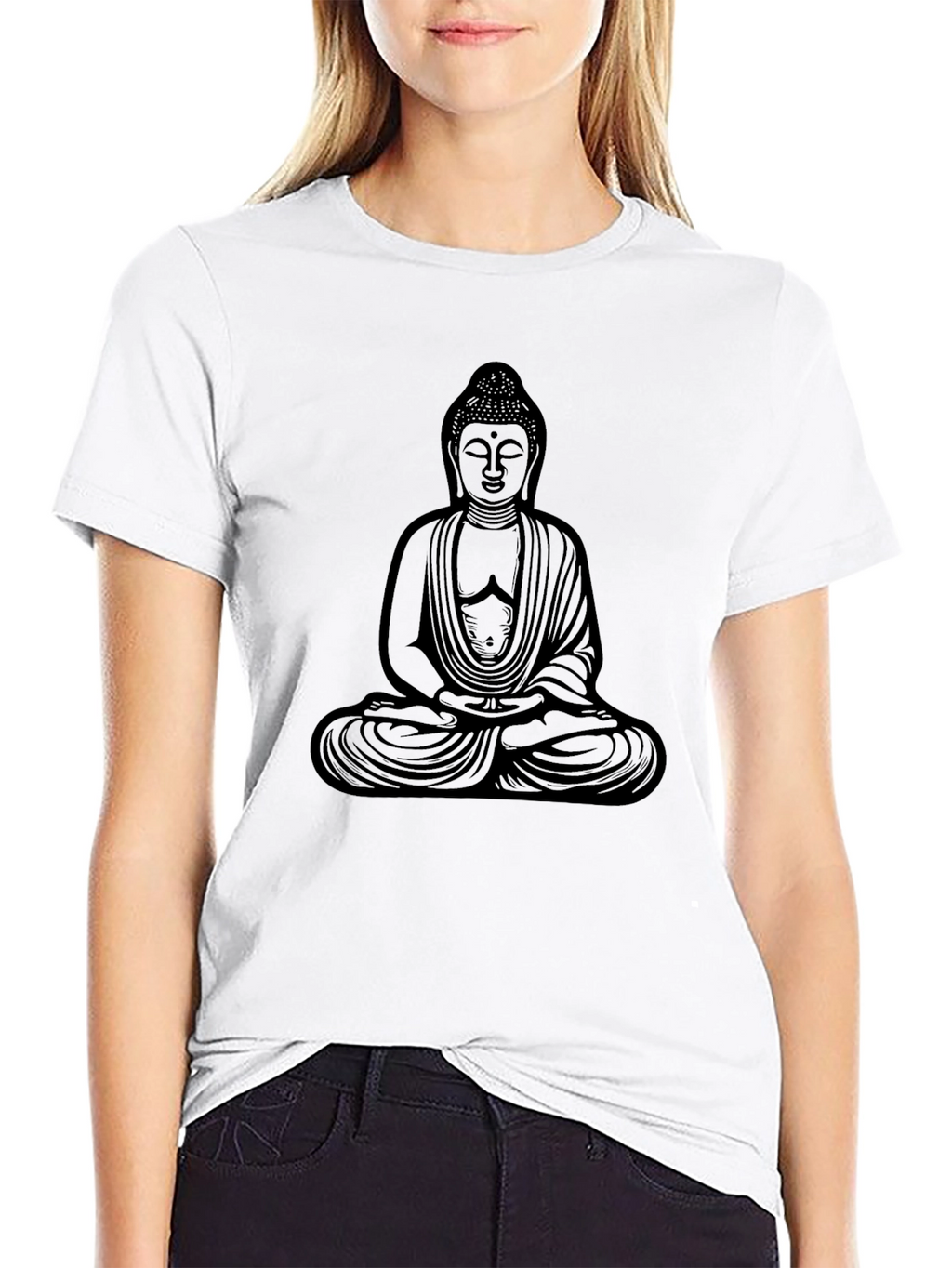 Buddha Graphic Tee - Black Casual Style