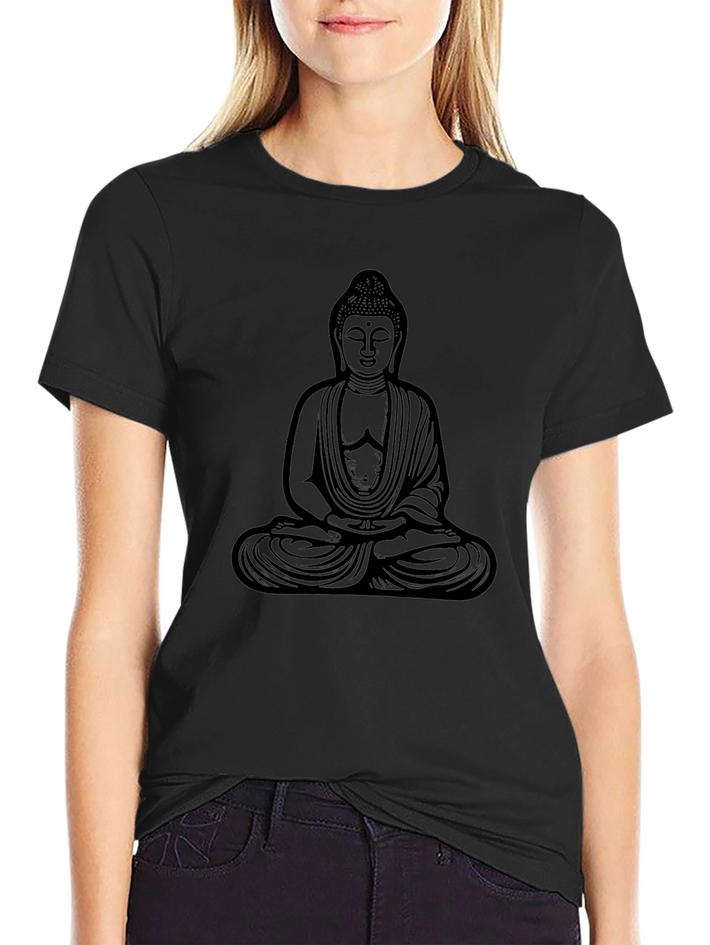 Buddha Graphic Tee - Black Casual Style