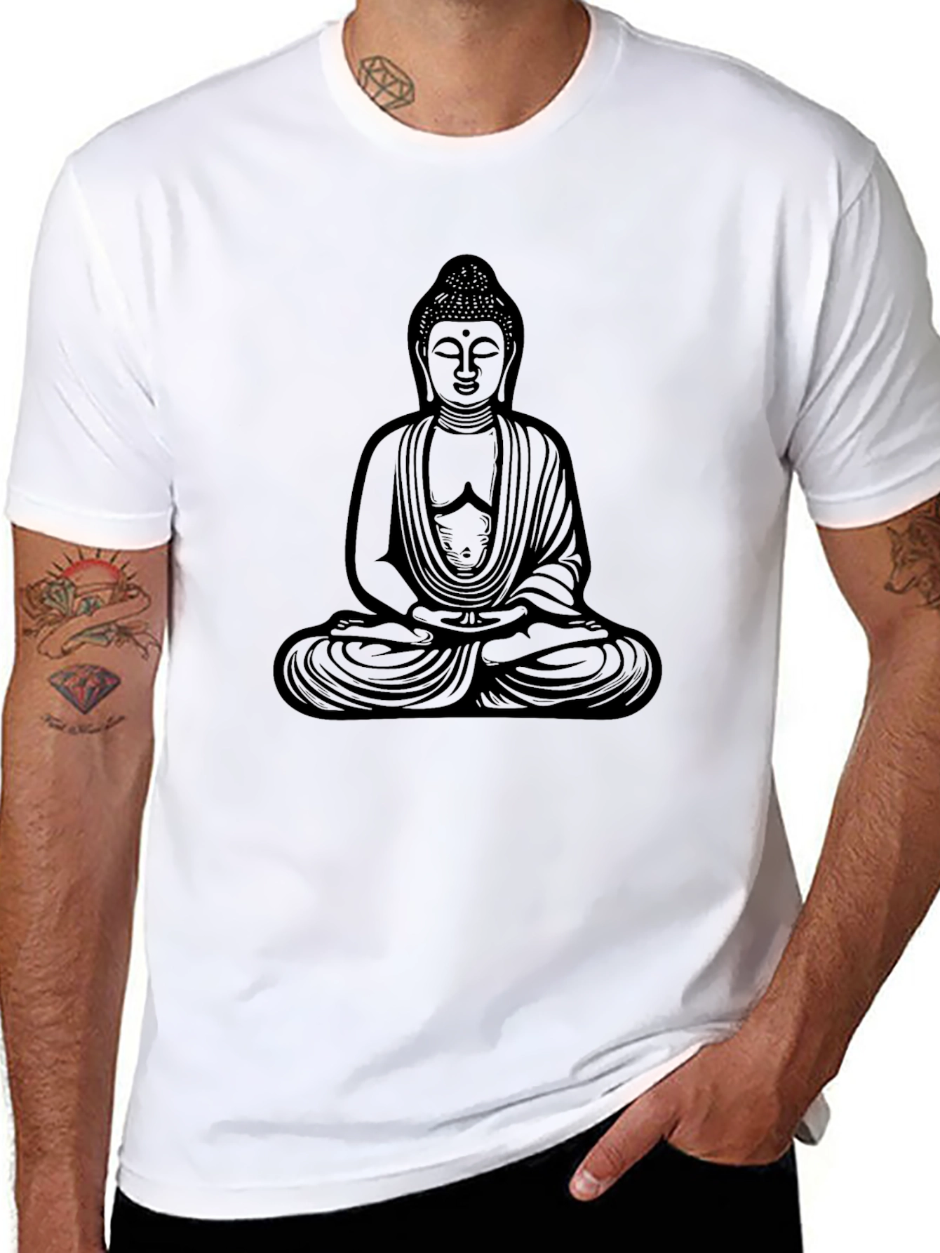 Buddha Graphic Tee - Black Casual Style