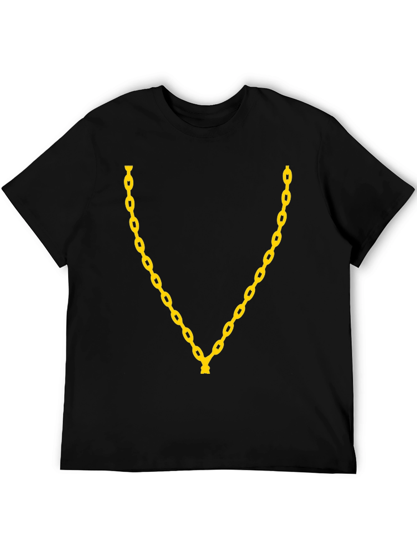 Gold Chain Graphic Print T-Shirt - Black