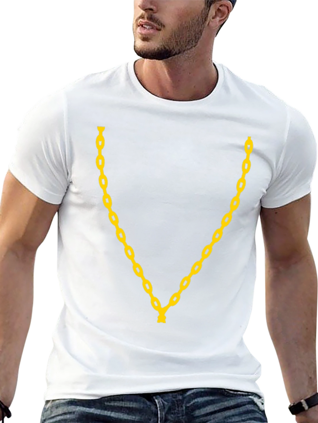 Gold Chain Graphic Print T-Shirt - Black
