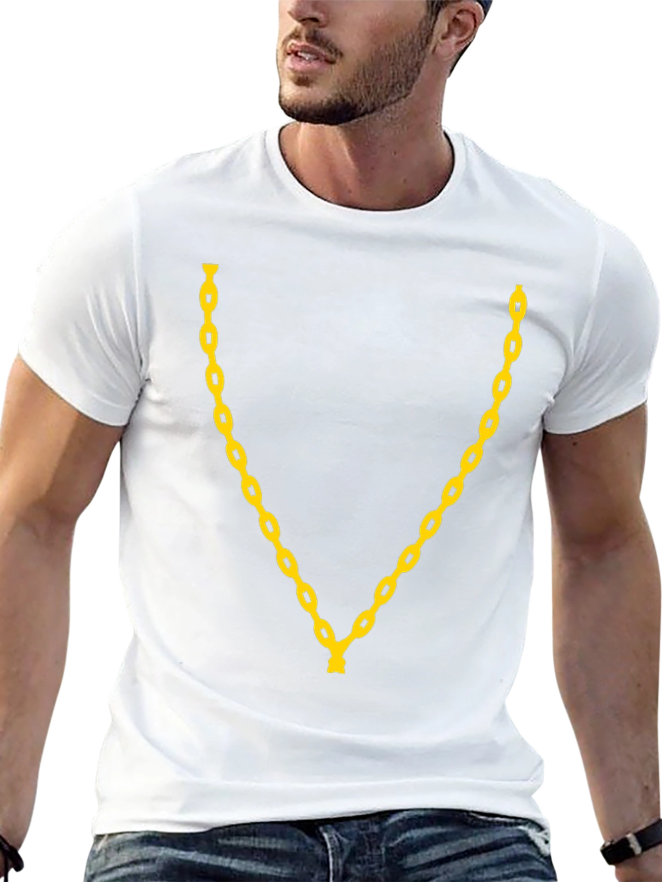 Gold Chain Graphic Print T-Shirt - Black