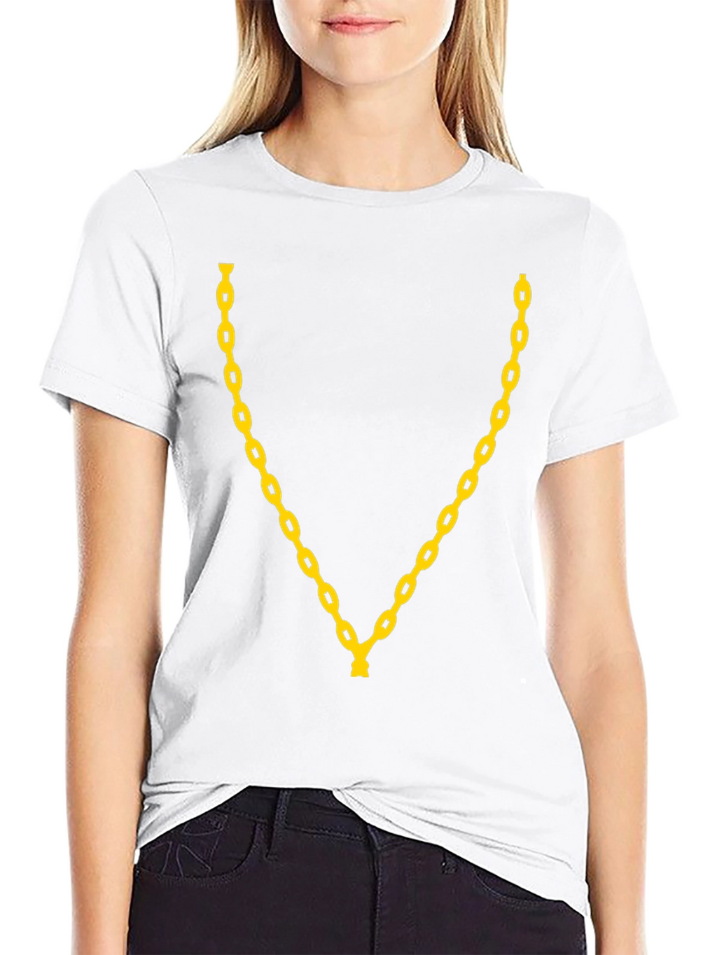 Gold Chain Graphic Print T-Shirt - Black