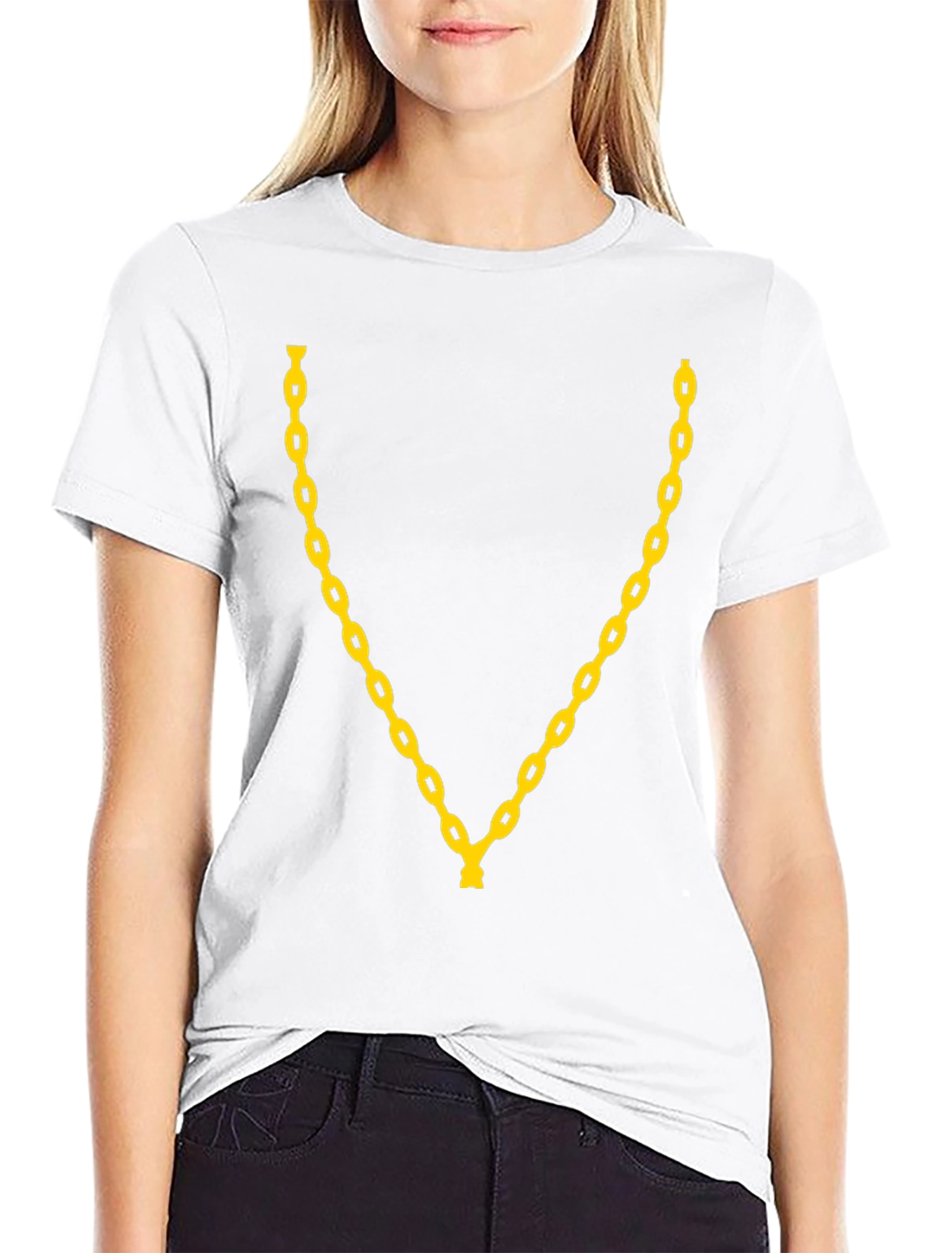 Gold Chain Graphic Print T-Shirt - Black