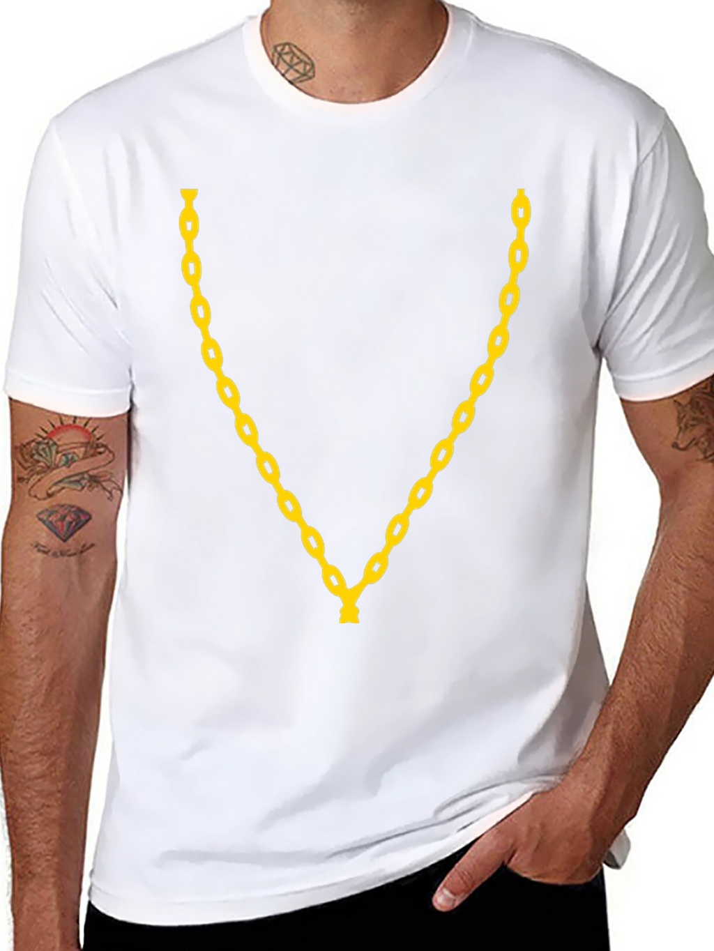 Gold Chain Graphic Print T-Shirt - Black