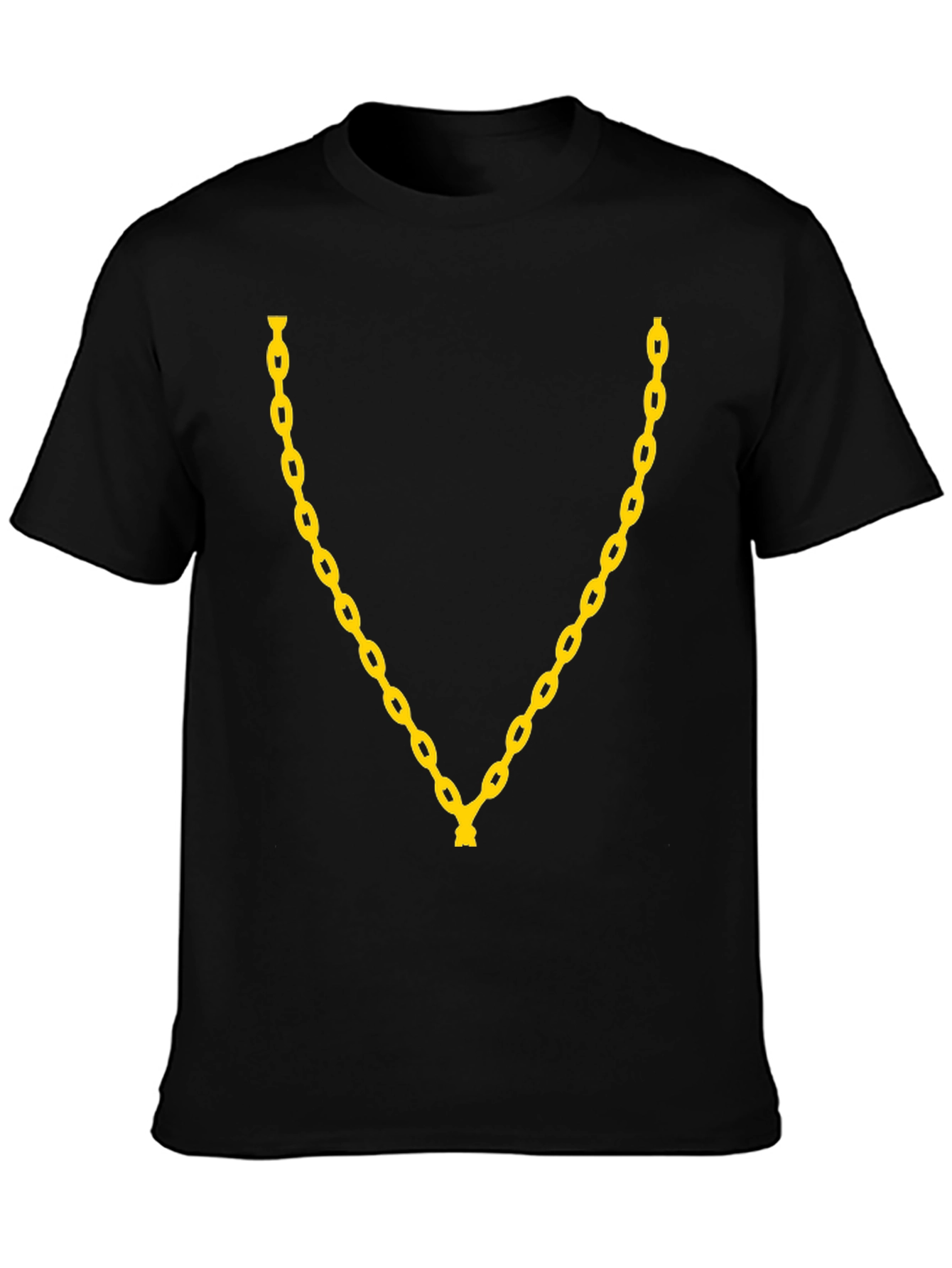 Gold Chain Graphic Print T-Shirt - Black