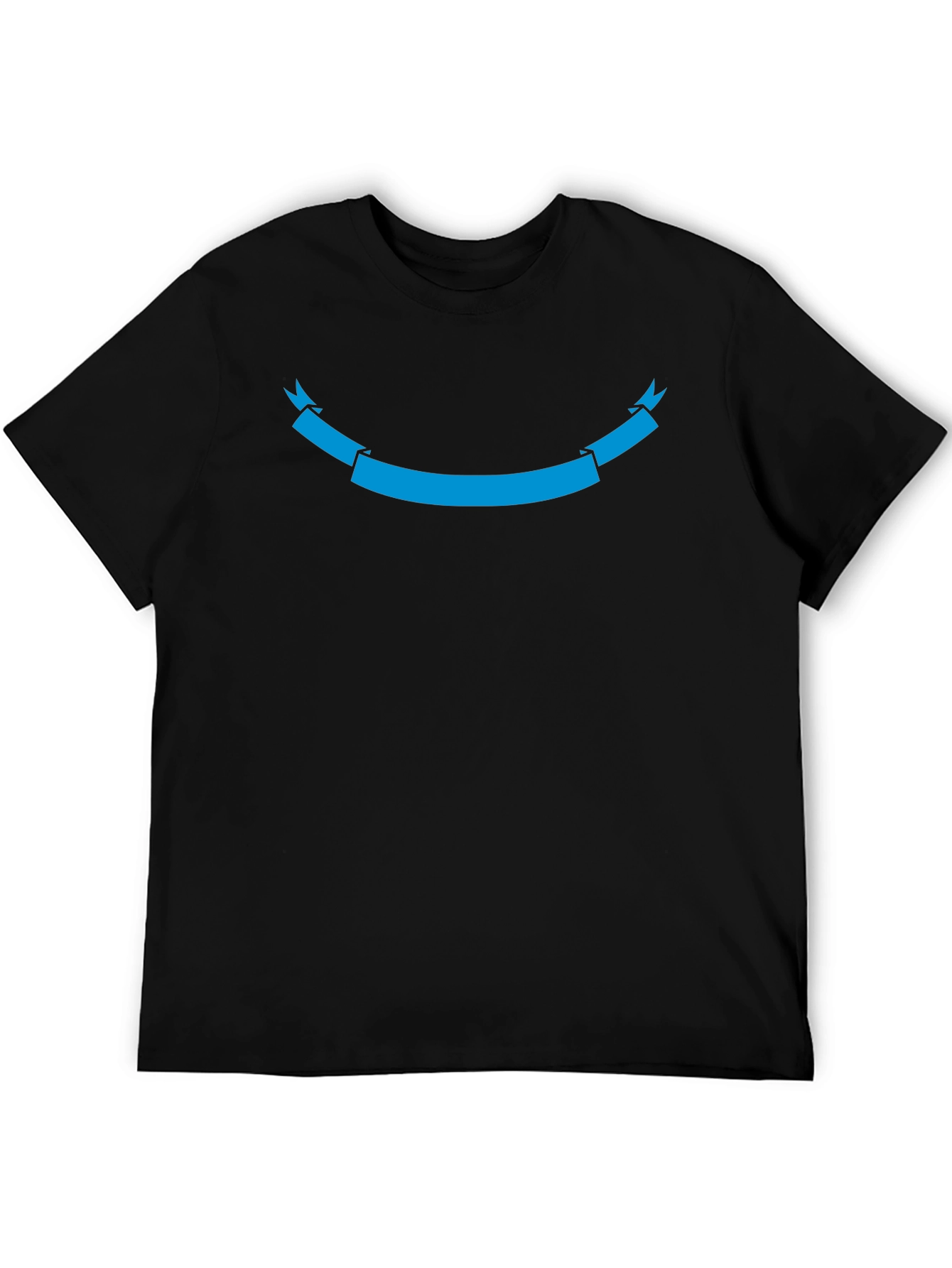 Black T-Shirt with Cyan Ribbon Graphic