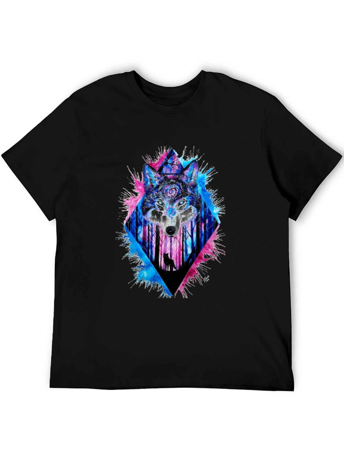 Mystic Wolf Graphic Tee - Mens Black T-Shirt