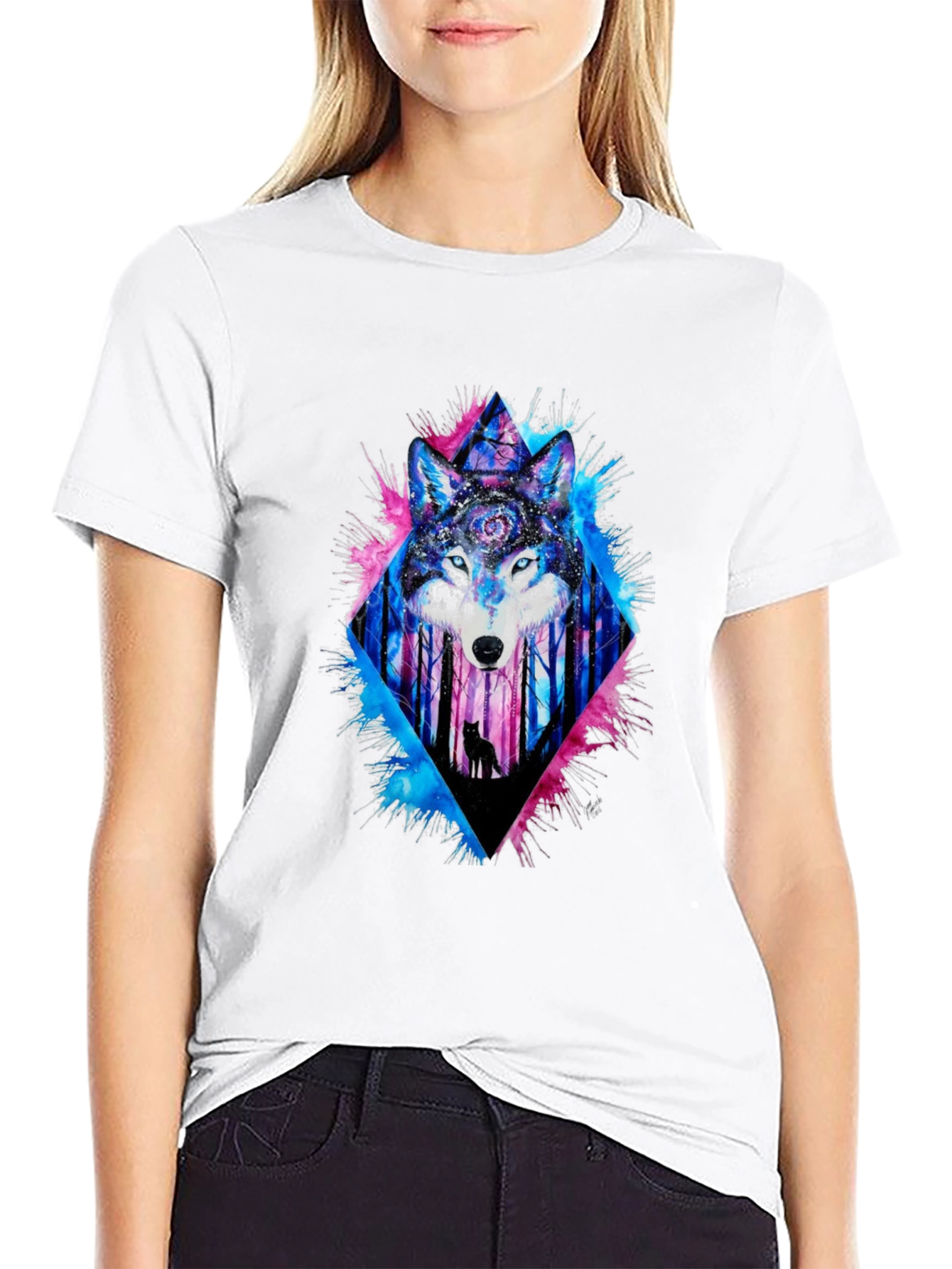 Mystic Wolf Graphic Tee - Mens Black T-Shirt
