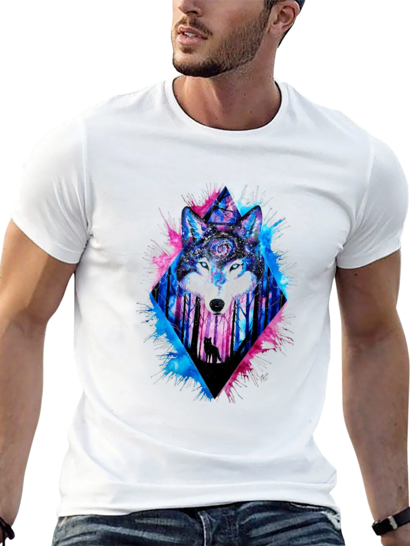 Mystic Wolf Graphic Tee - Mens Black T-Shirt