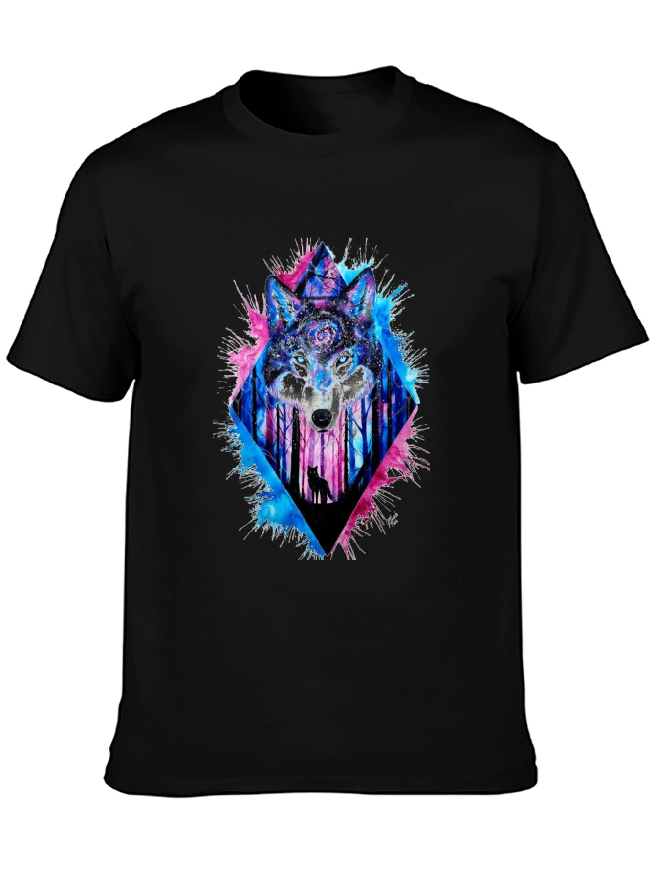 Mystic Wolf Graphic Tee - Mens Black T-Shirt