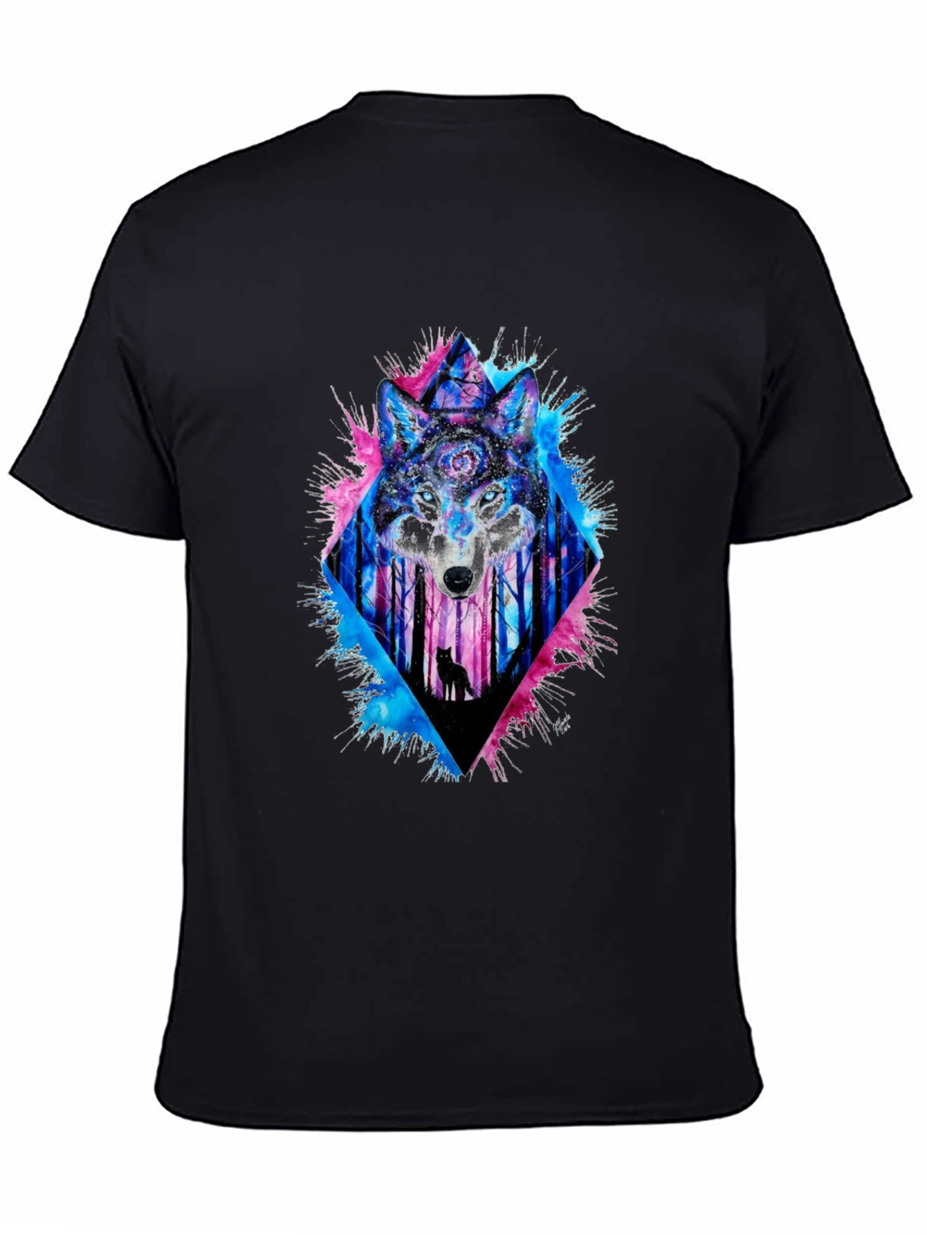 Mystic Wolf Graphic Tee - Mens Black T-Shirt