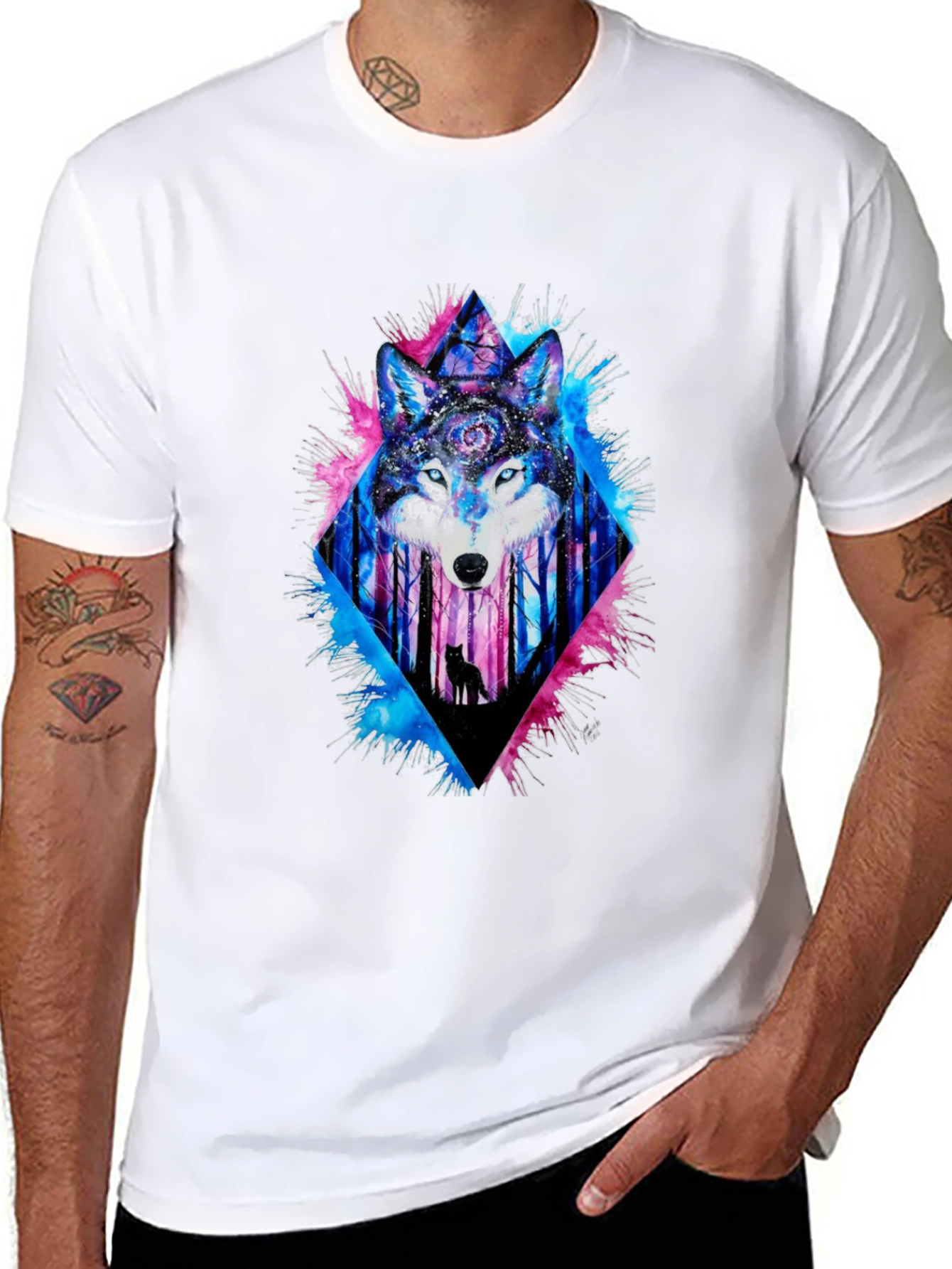 Mystic Wolf Graphic Tee - Mens Black T-Shirt