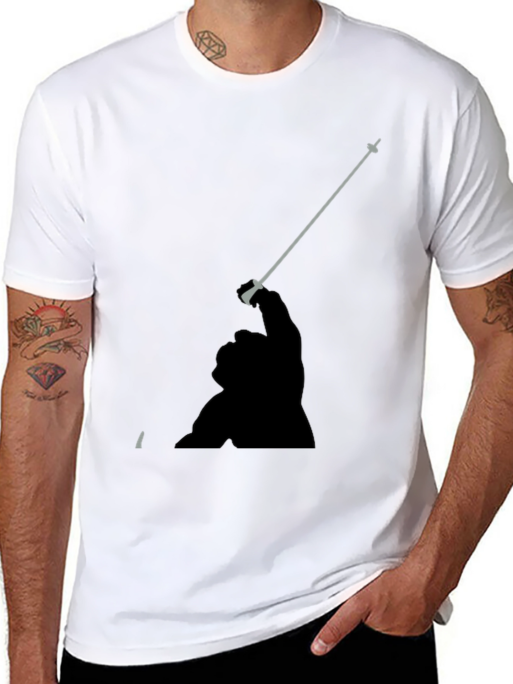 Fencing Silhouette Black T-Shirt