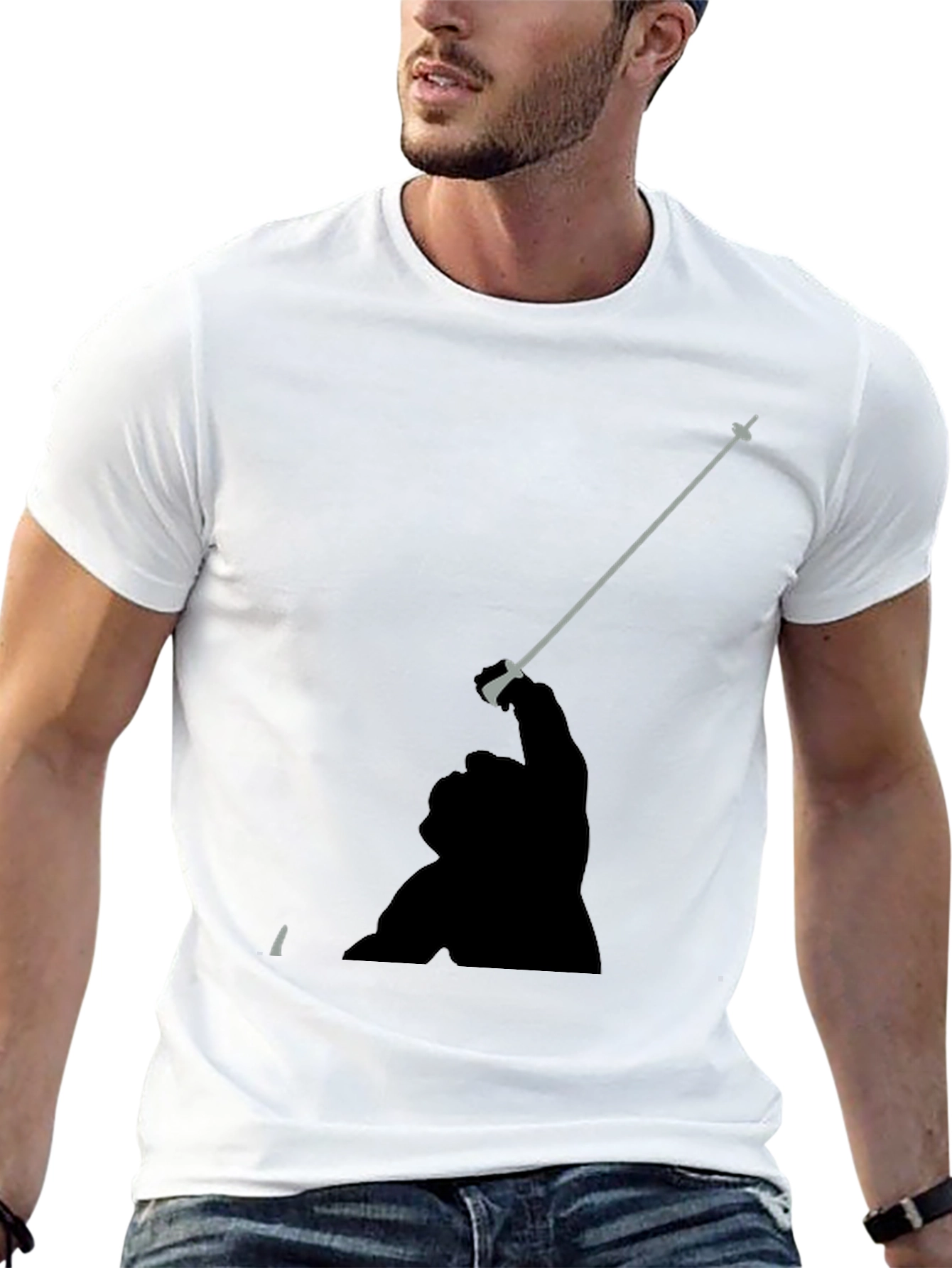 Fencing Silhouette Black T-Shirt
