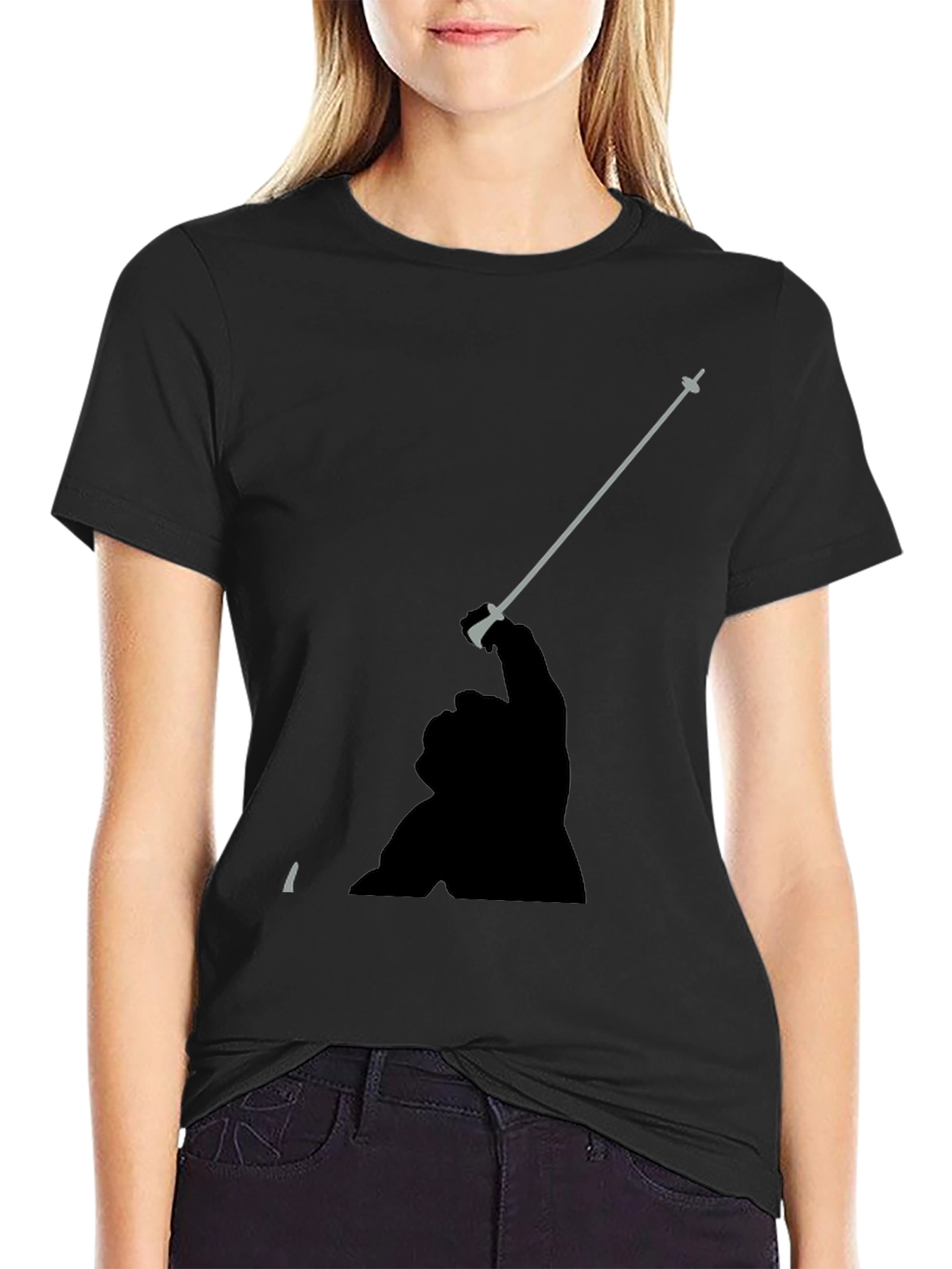 Fencing Silhouette Black T-Shirt