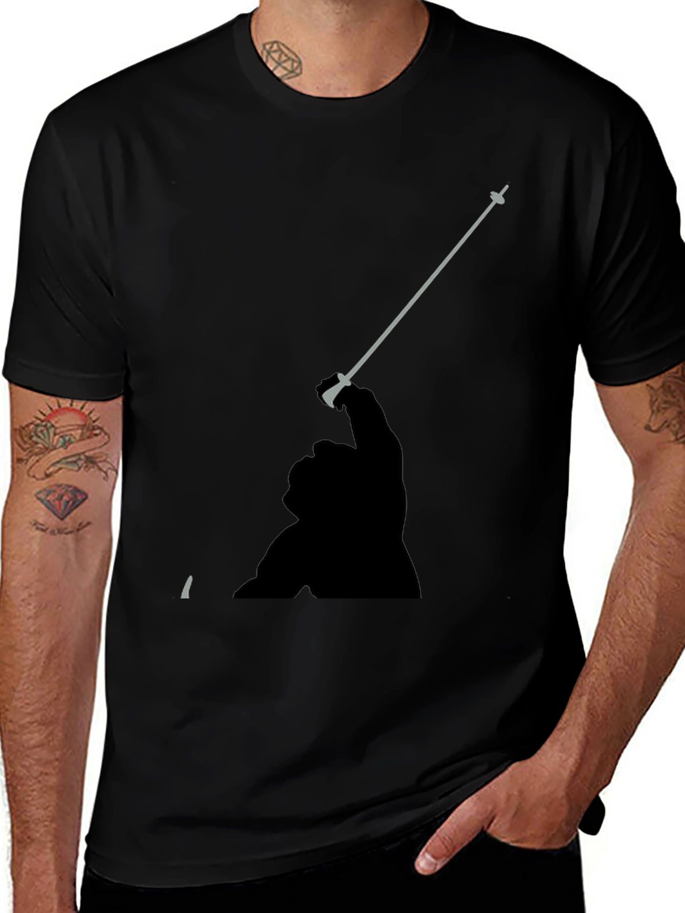 Fencing Silhouette Black T-Shirt