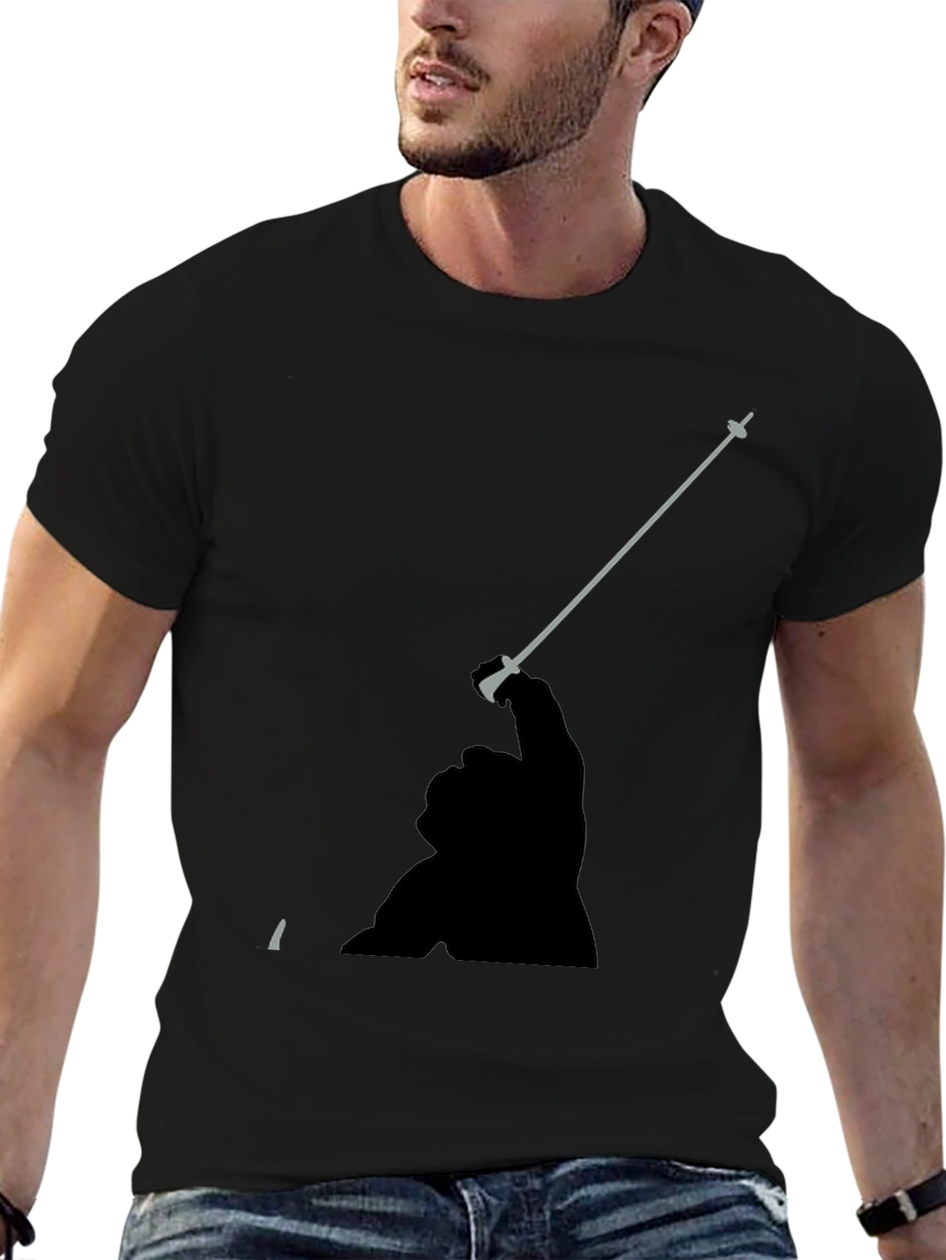 Fencing Silhouette Black T-Shirt