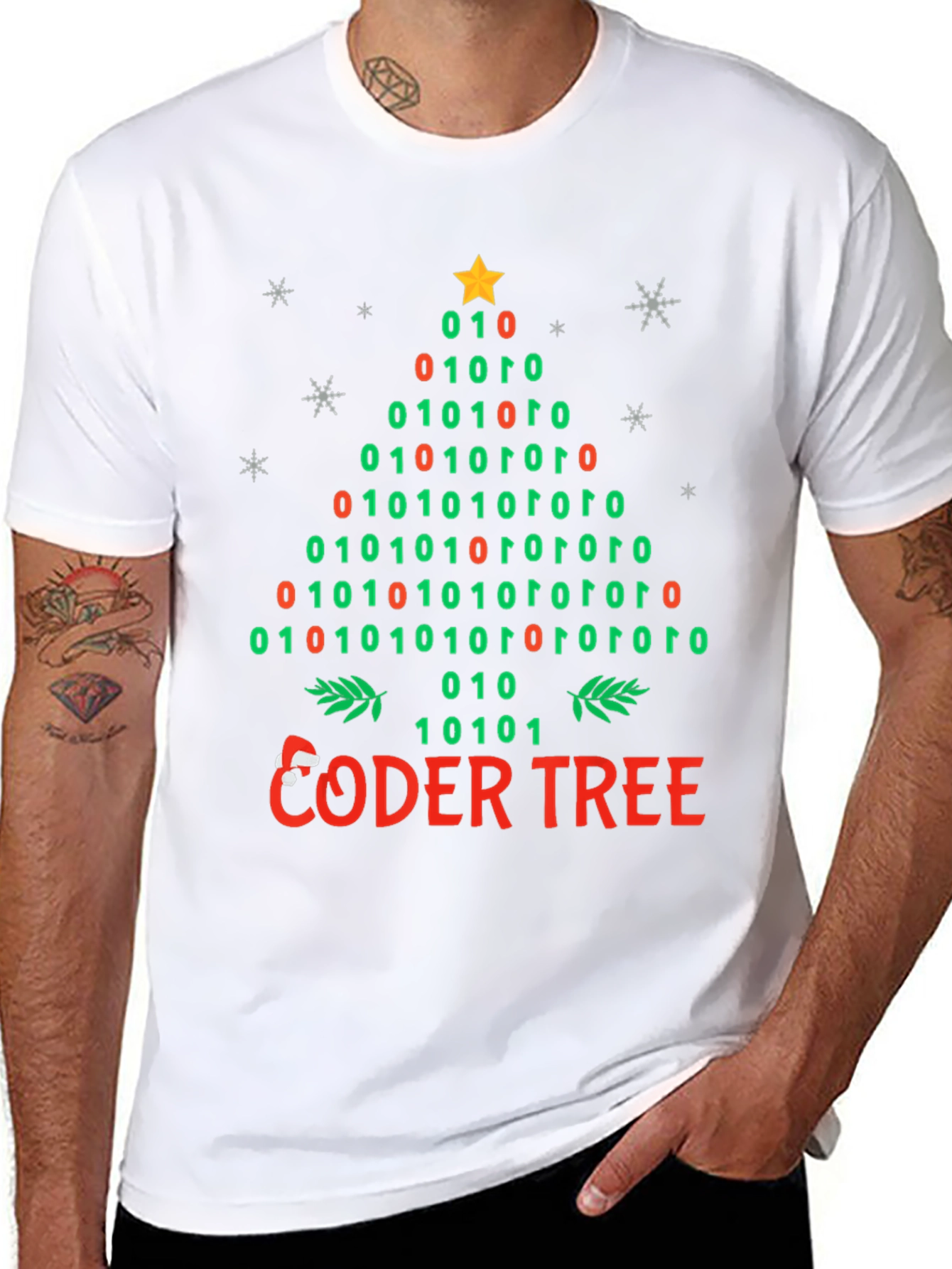 Coder Tree Binary Christmas T-Shirt
