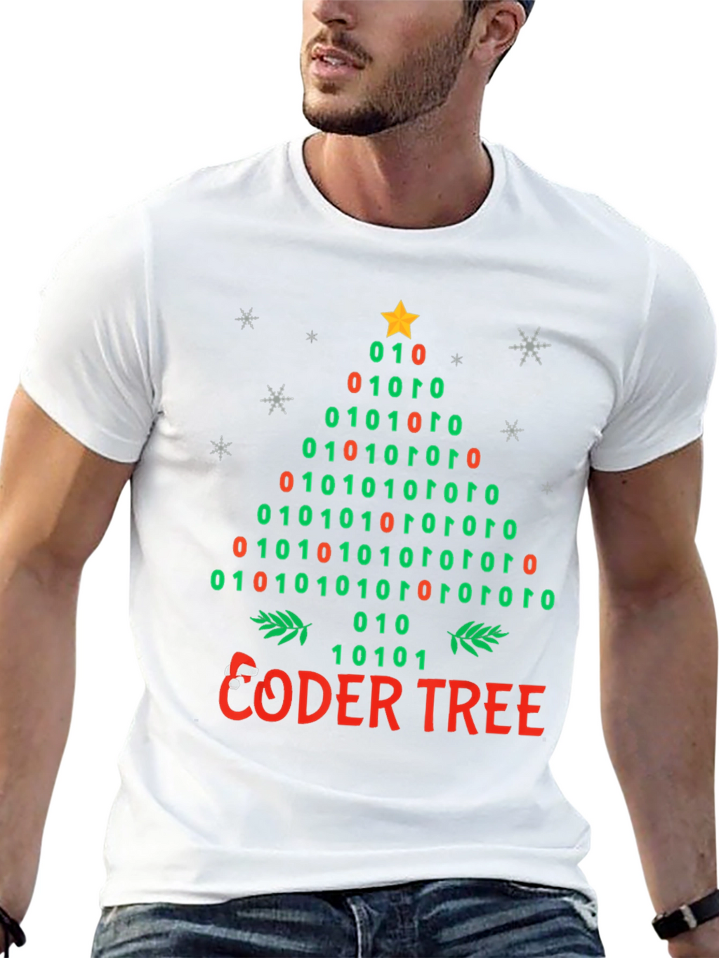 Coder Tree Binary Christmas T-Shirt