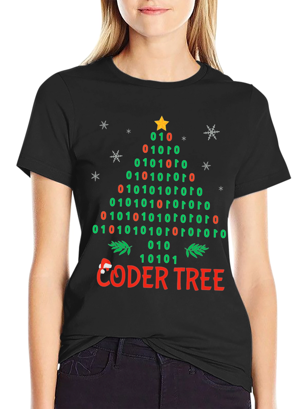 Coder Tree Binary Christmas T-Shirt