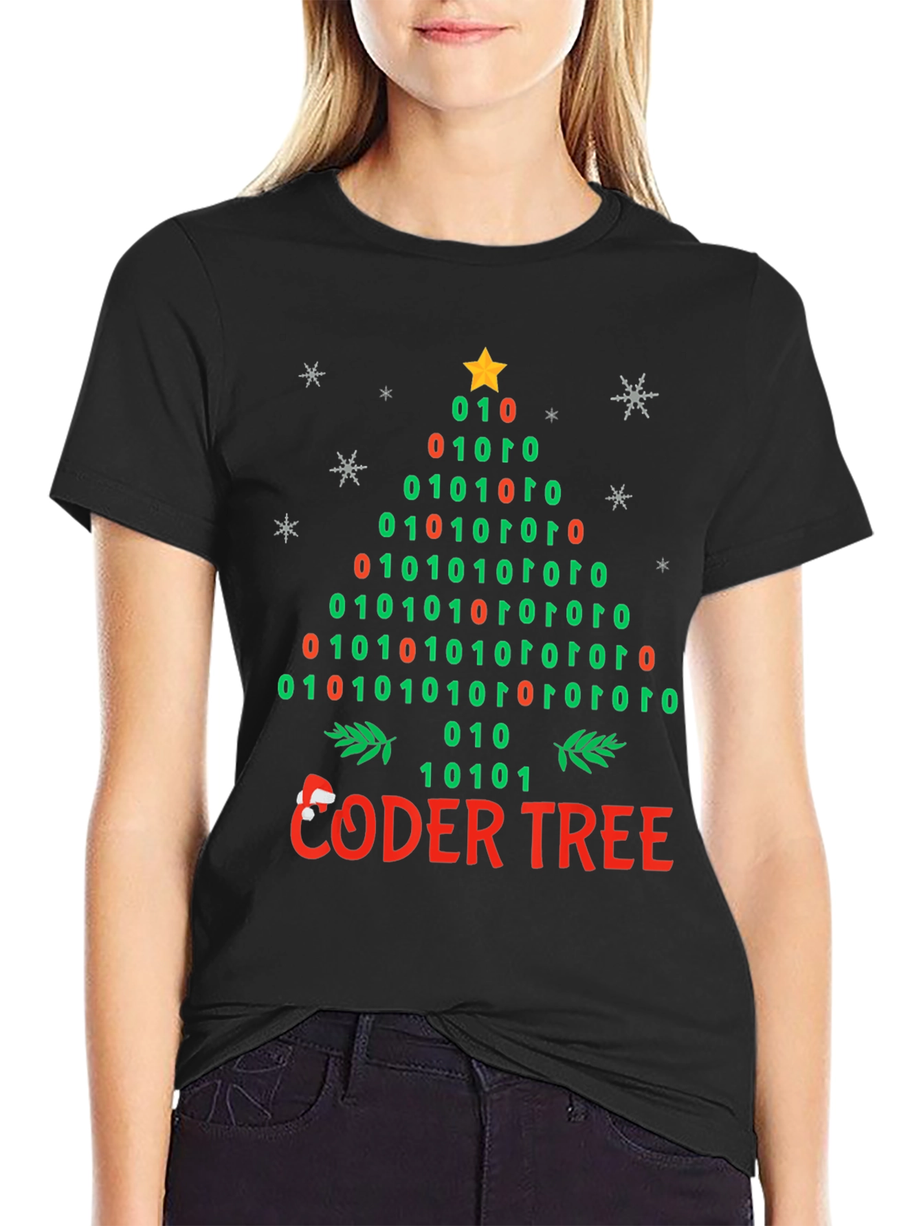 Coder Tree Binary Christmas T-Shirt