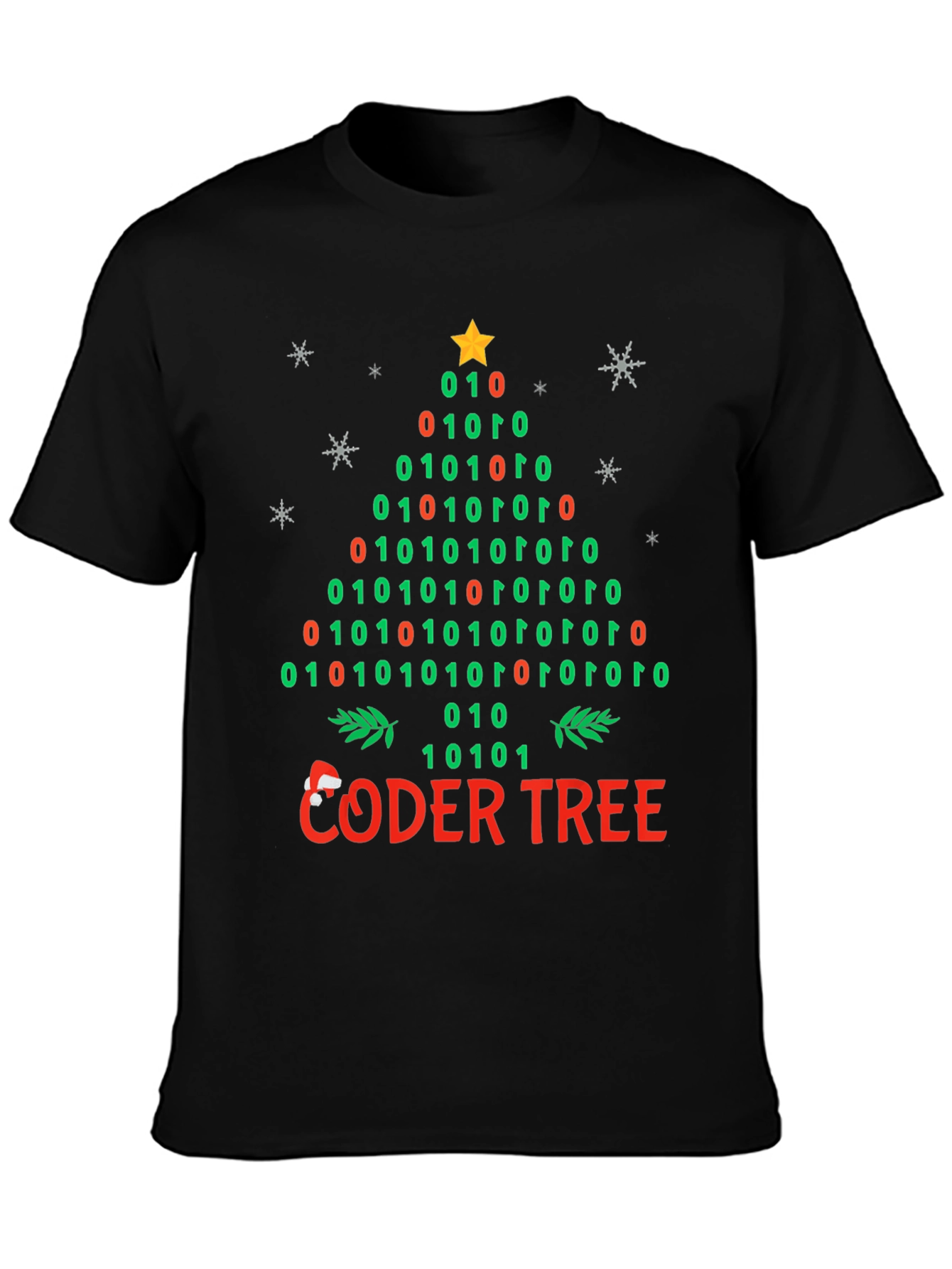 Coder Tree Binary Christmas T-Shirt