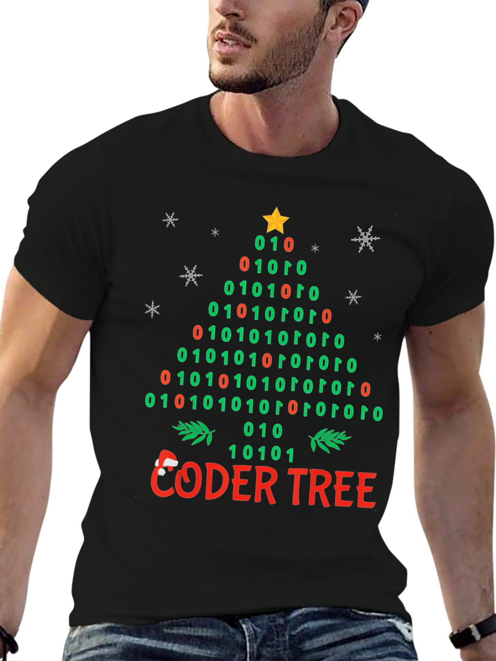 Coder Tree Binary Christmas T-Shirt