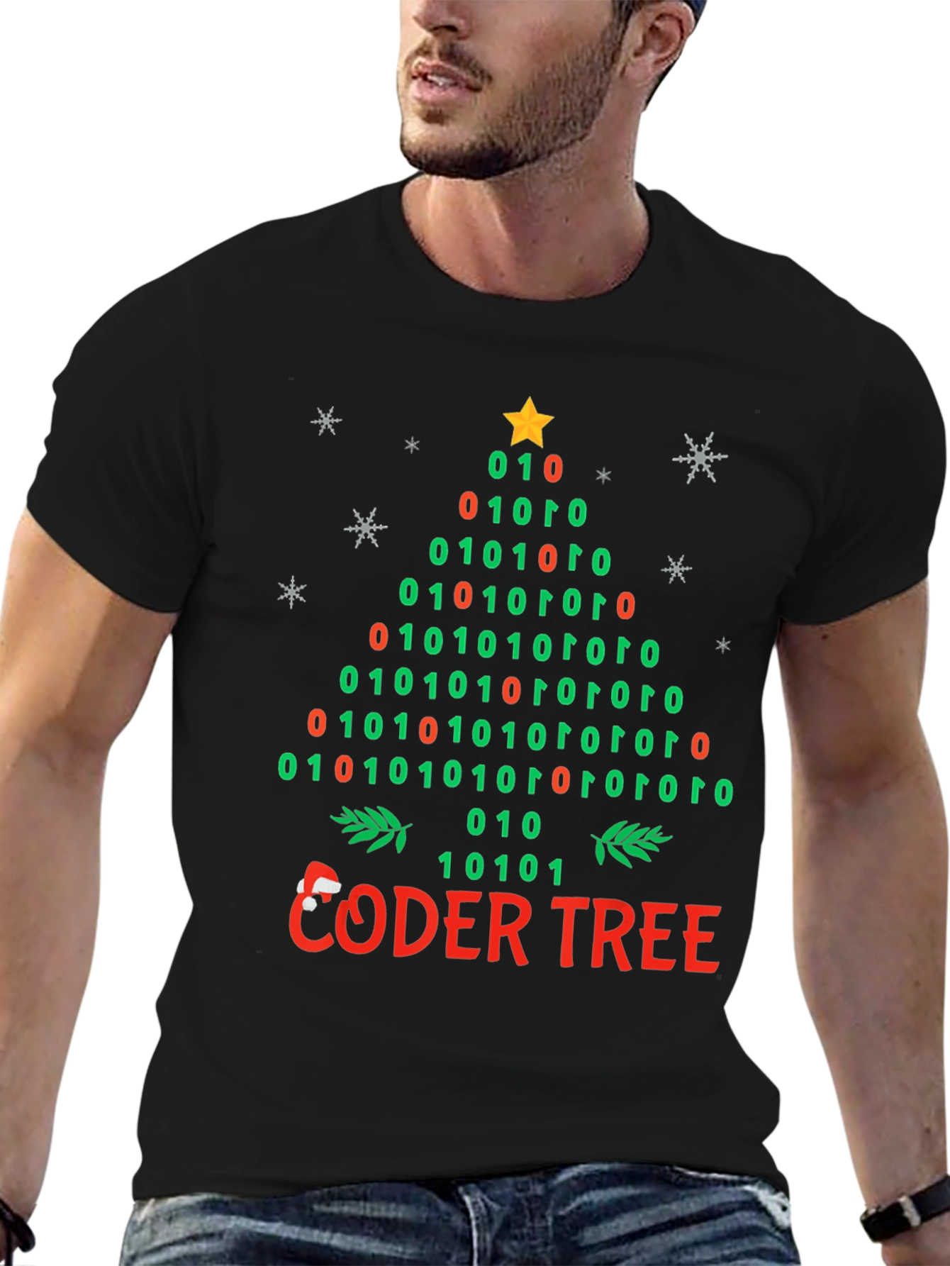 Coder Tree Binary Christmas T-Shirt