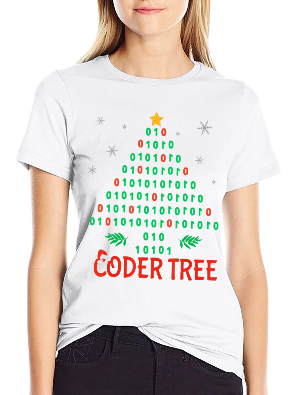 Coder Tree Binary Christmas T-Shirt