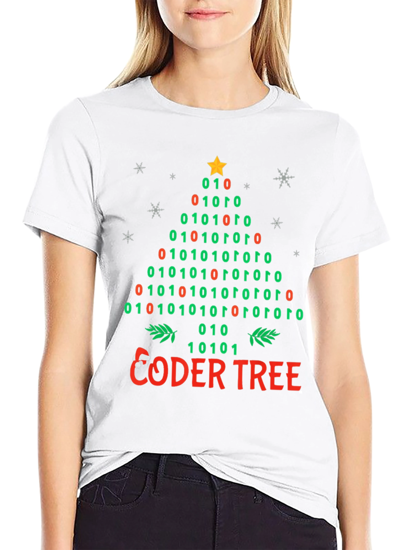 Coder Tree Binary Christmas T-Shirt