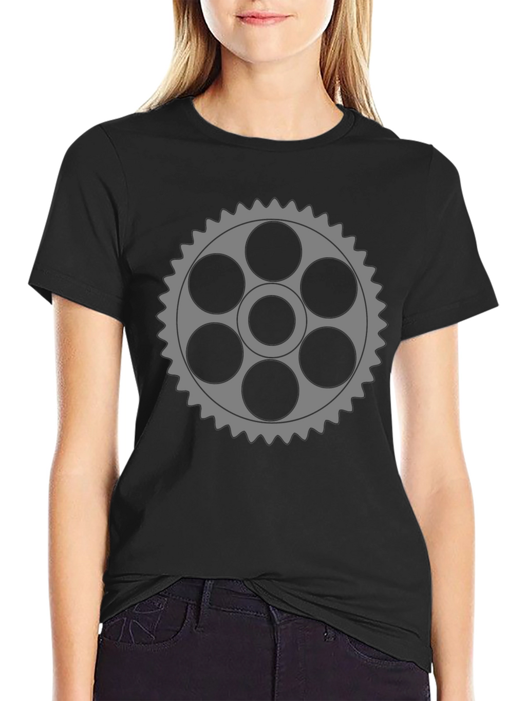 Gear Graphic Black T-Shirt - Unique Design