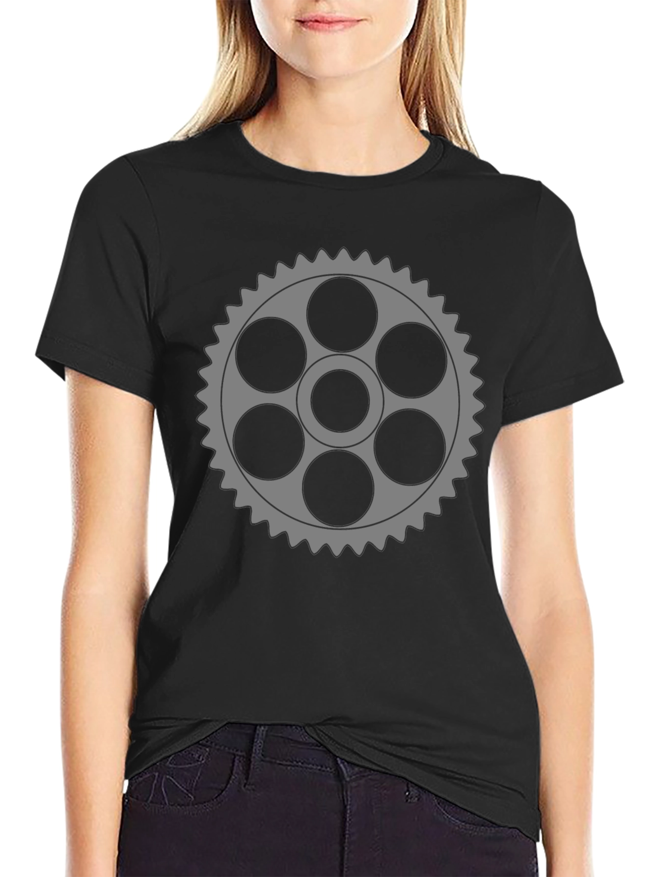 Gear Graphic Black T-Shirt - Unique Design