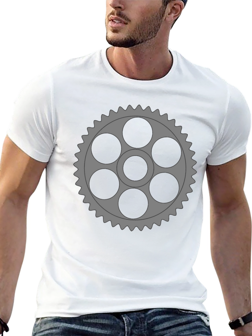 Gear Graphic Black T-Shirt - Unique Design