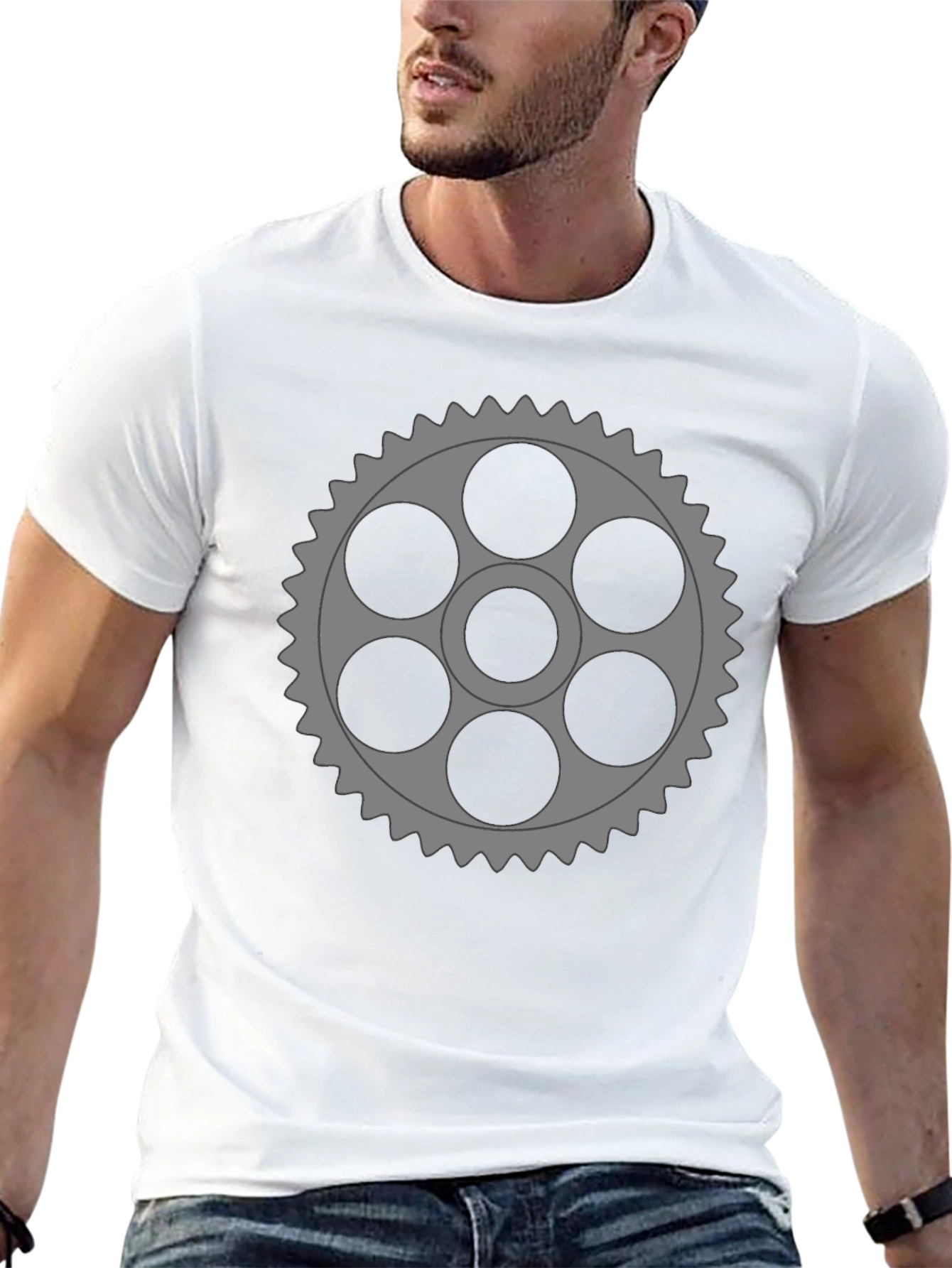 Gear Graphic Black T-Shirt - Unique Design