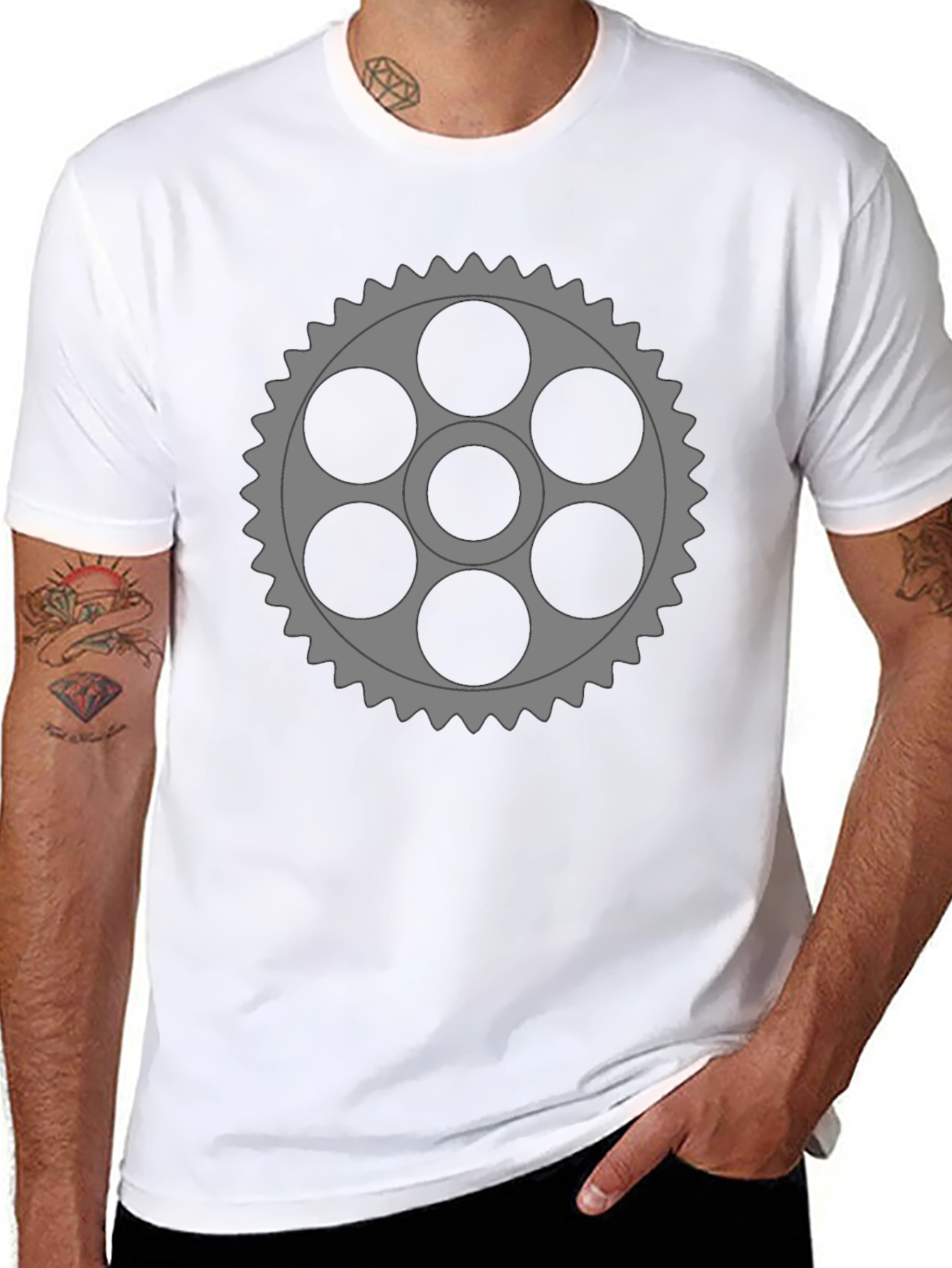 Gear Graphic Black T-Shirt - Unique Design