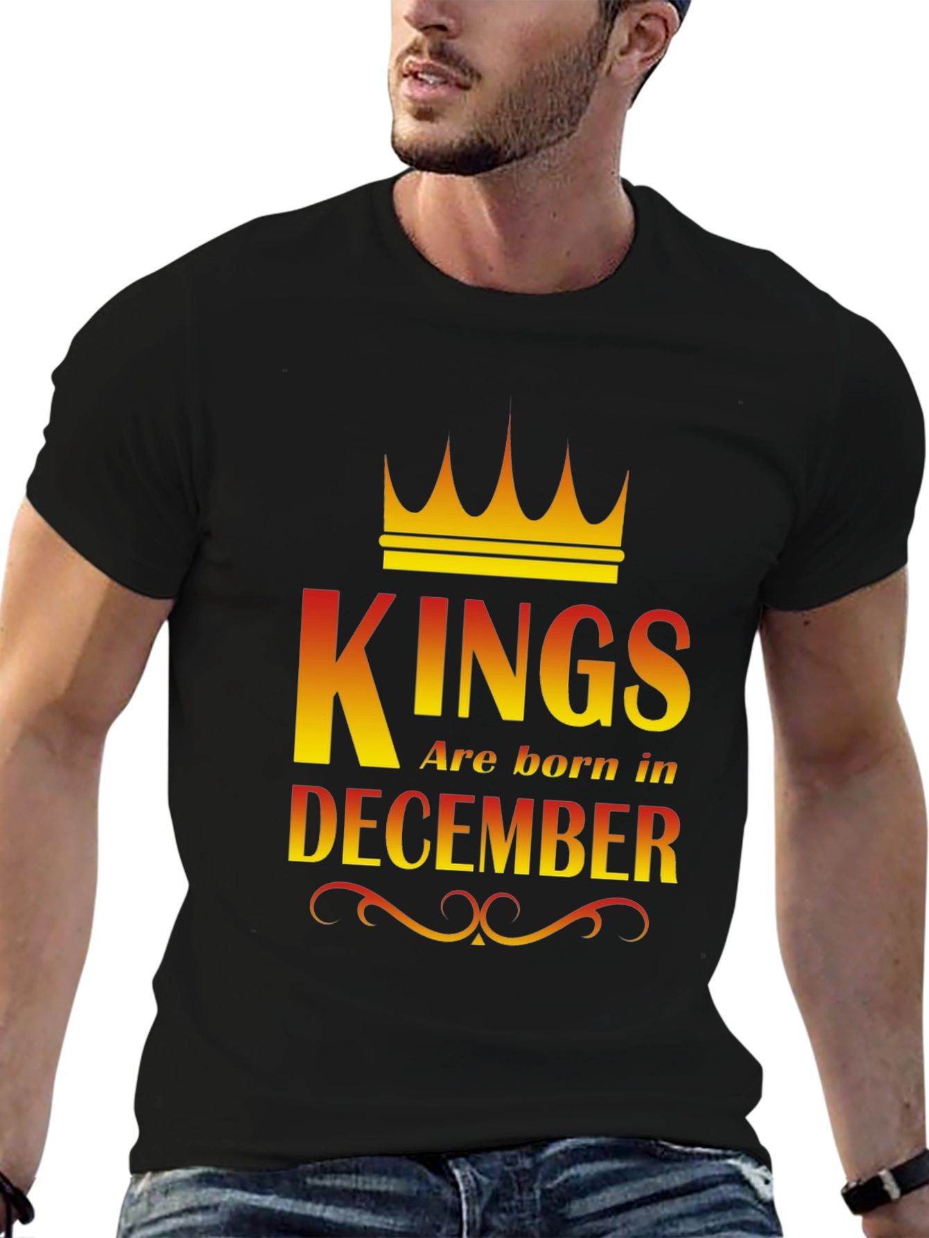 Kings Are Born In December Black T-Shirt