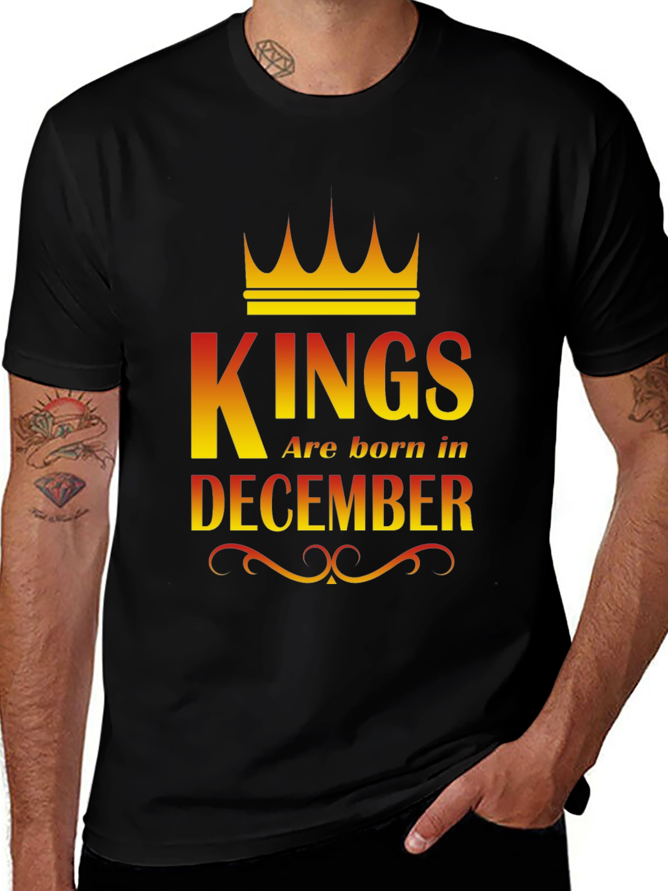 Kings Are Born In December Black T-Shirt