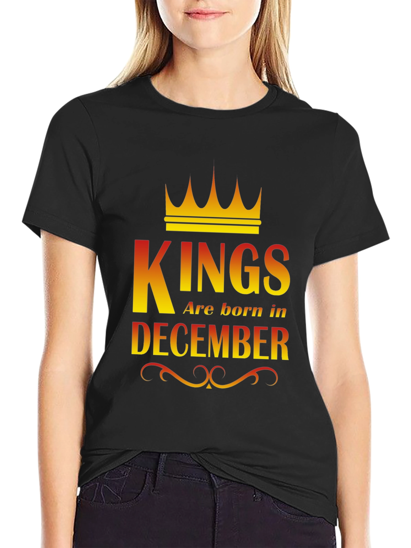 Kings Are Born In December Black T-Shirt