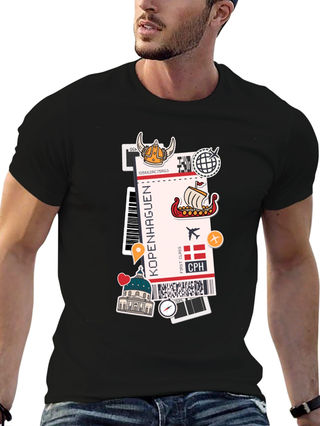 Copenhagen Travel Ticket Graphic Tee