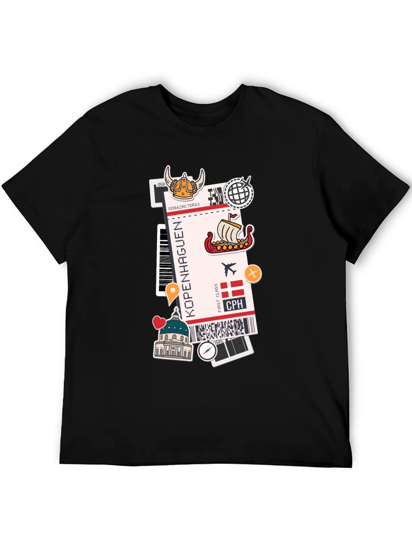 Copenhagen Travel Ticket Graphic Tee