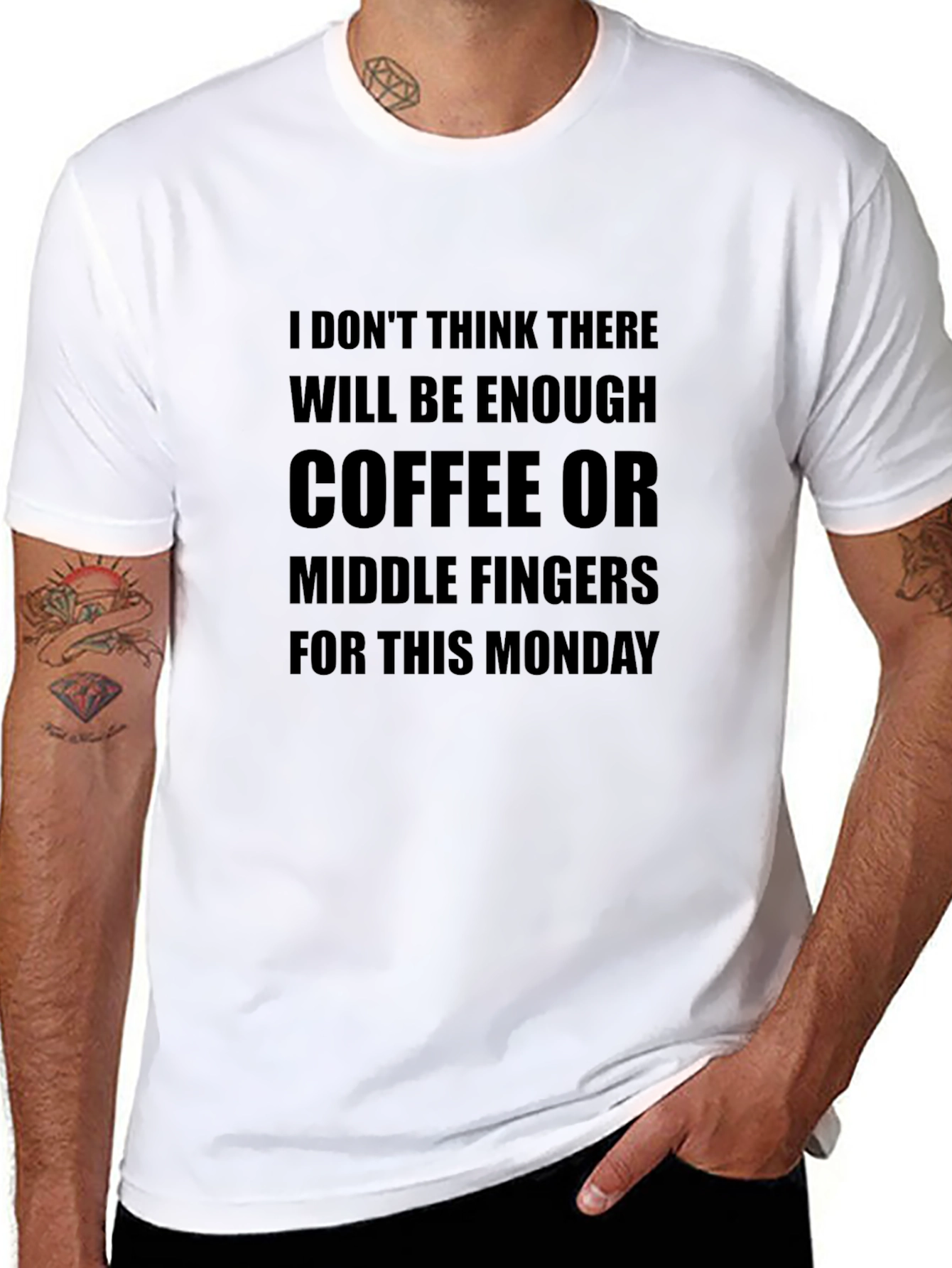 Monday Mood T-Shirt - Coffee & Middle Fingers
