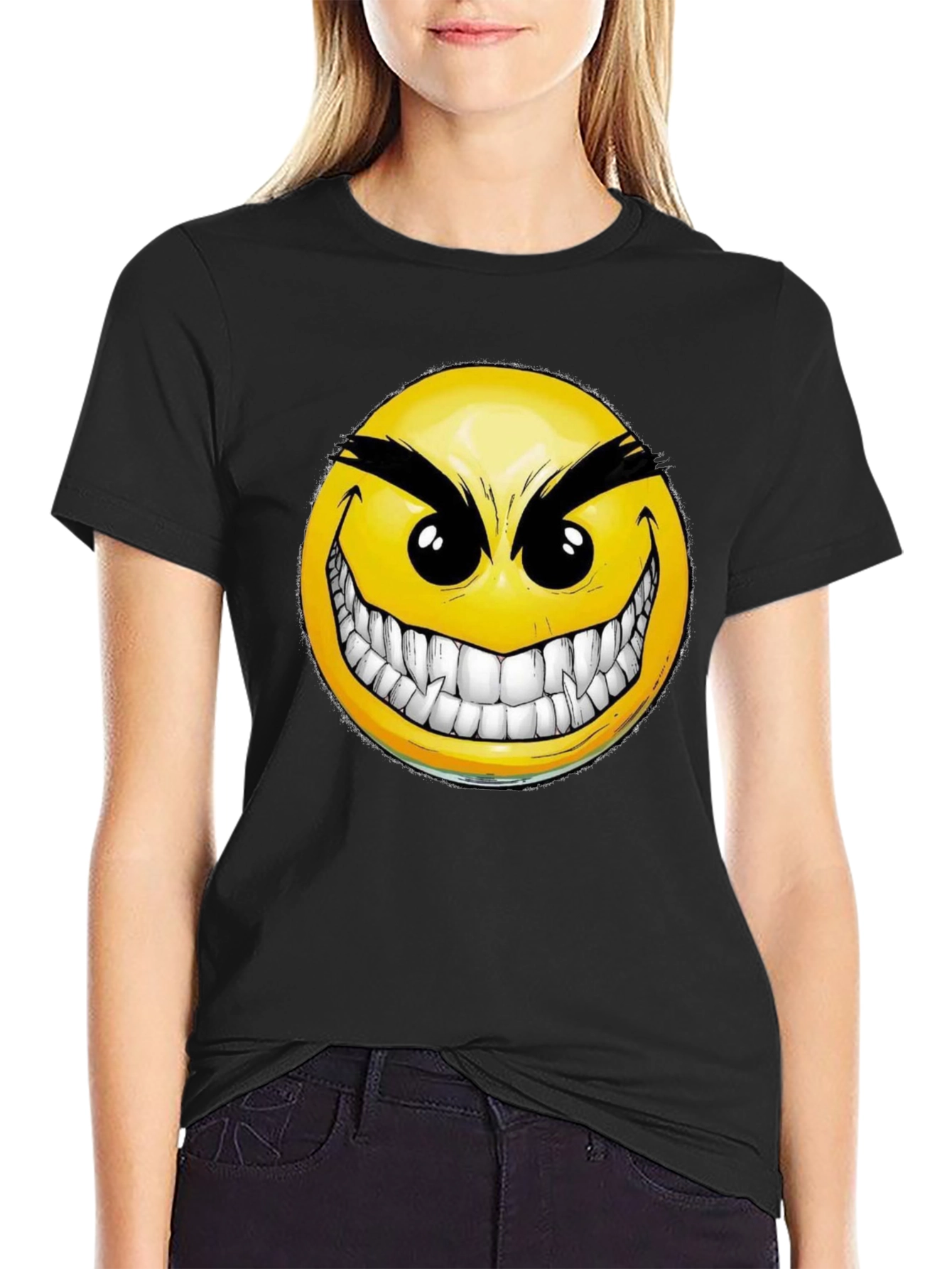 Evil Grin Smiley Face Graphic T-Shirt
